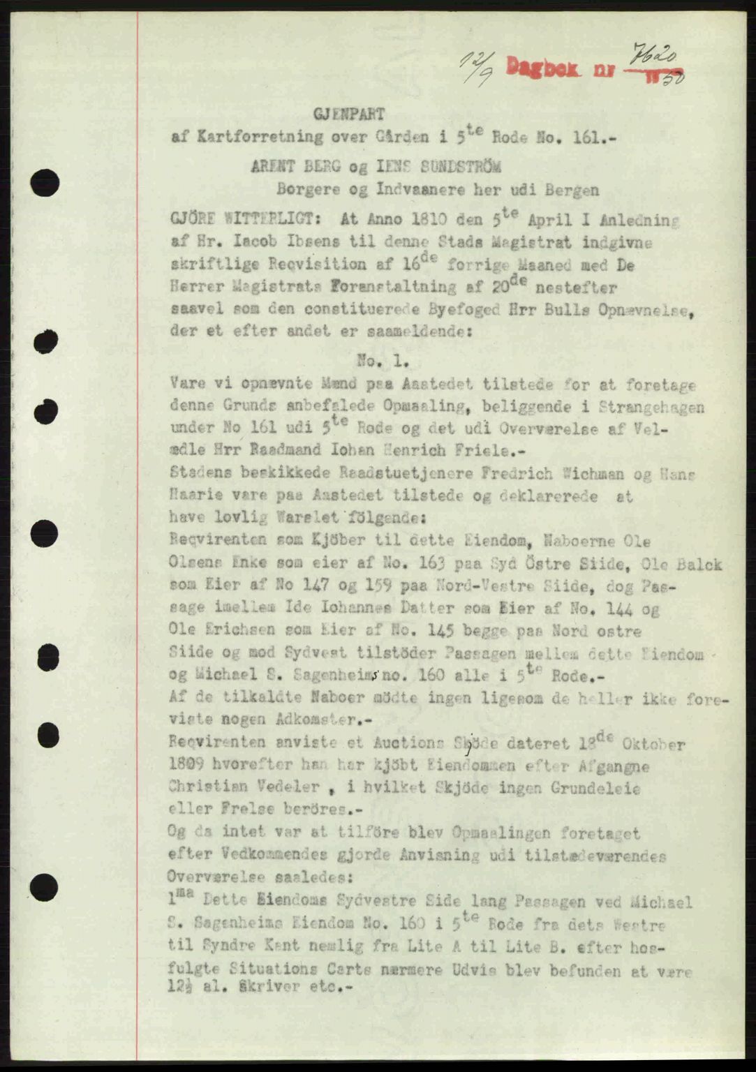 Byfogd og Byskriver i Bergen, AV/SAB-A-3401/03/03Bc/L0033: Mortgage book no. A26-27, 1950-1950, Diary no: : 7620/1950