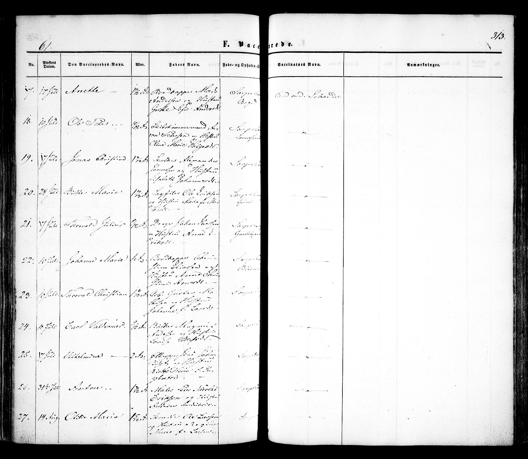 Sarpsborg prestekontor Kirkebøker, AV/SAO-A-2006/F/Fa/L0001: Parish register (official) no. 1, 1859-1868, p. 313