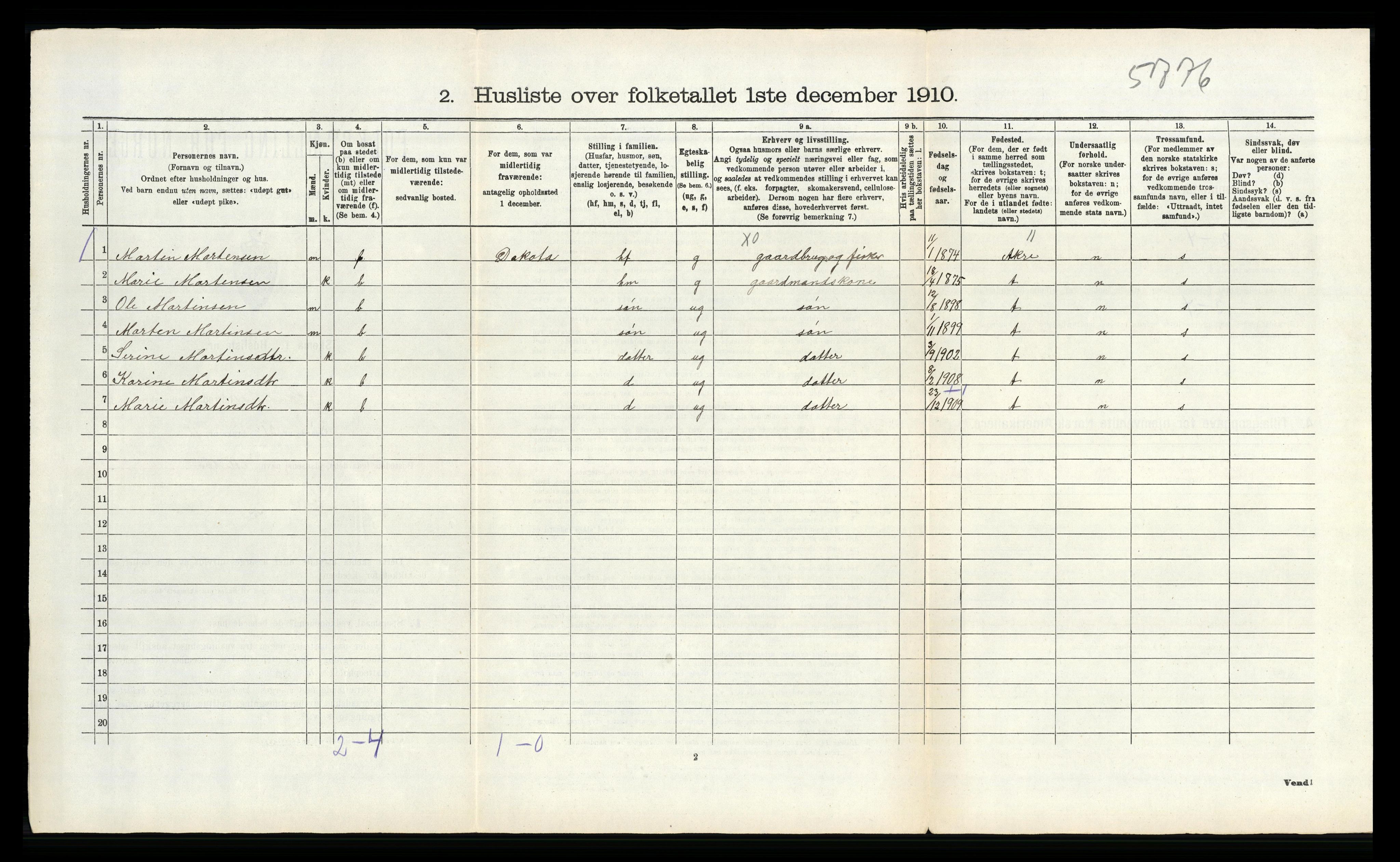 RA, 1910 census for Skudenes, 1910, p. 482