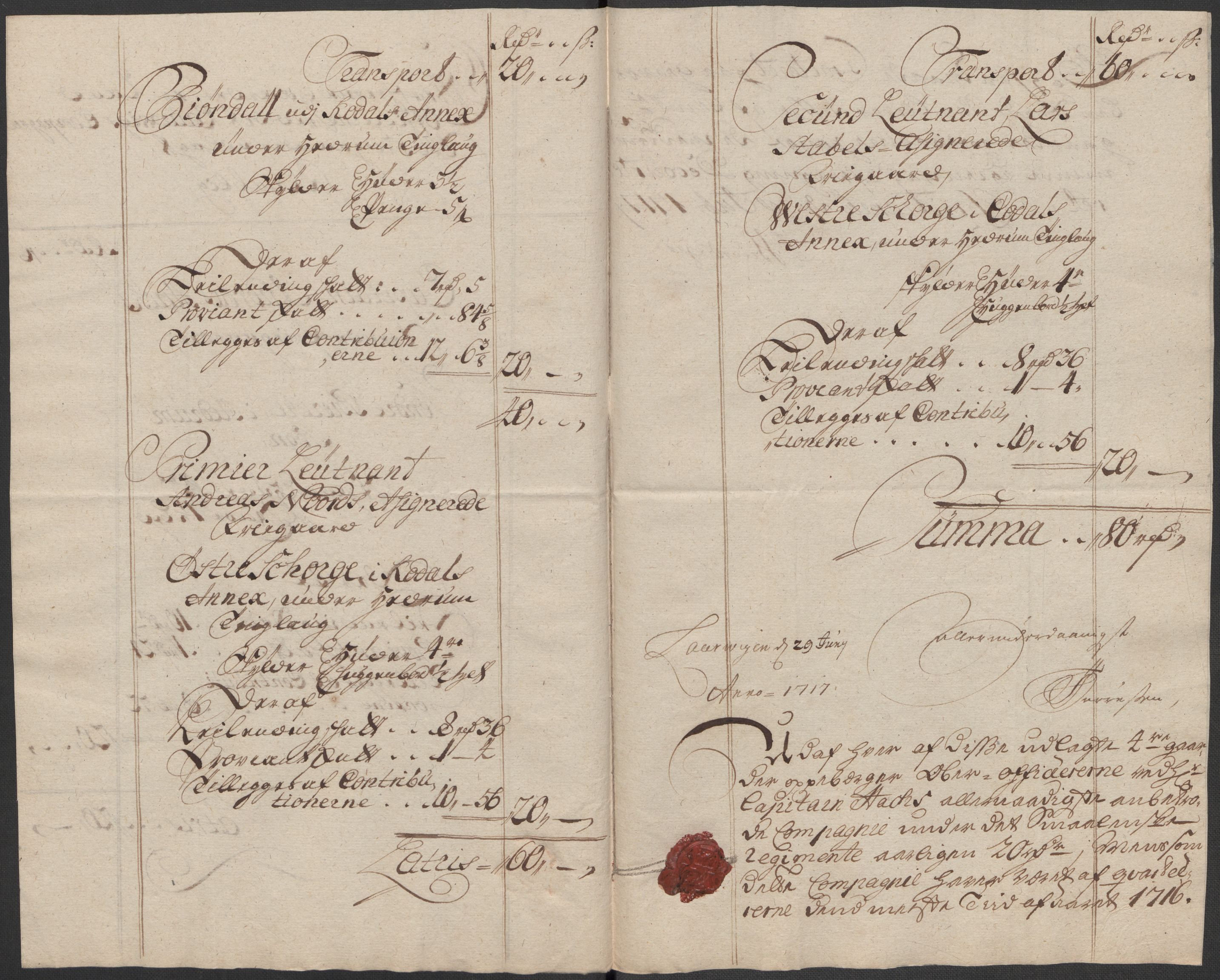 Rentekammeret inntil 1814, Reviderte regnskaper, Fogderegnskap, AV/RA-EA-4092/R33/L1987: Fogderegnskap Larvik grevskap, 1716-1717, p. 326