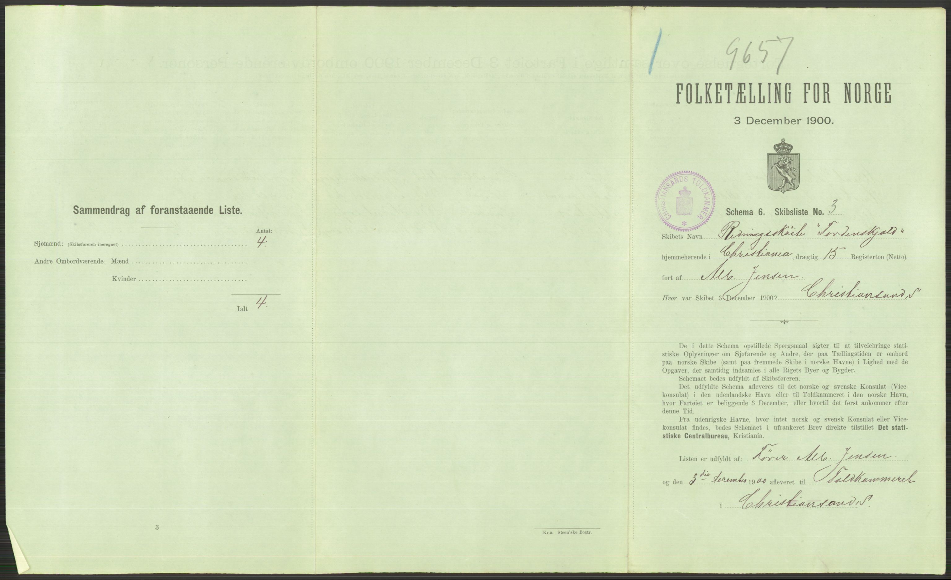 RA, 1900 Census - ship lists from ships in Norwegian harbours, harbours abroad and at sea, 1900, p. 723