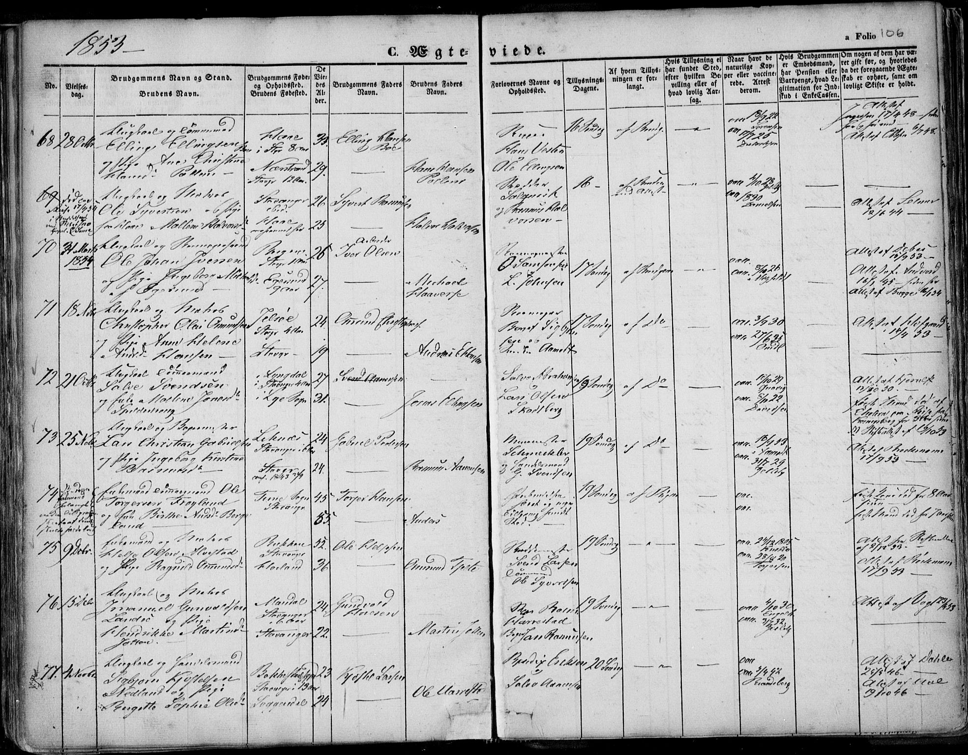 Domkirken sokneprestkontor, AV/SAST-A-101812/001/30/30BA/L0015: Parish register (official) no. A 14, 1842-1857, p. 106