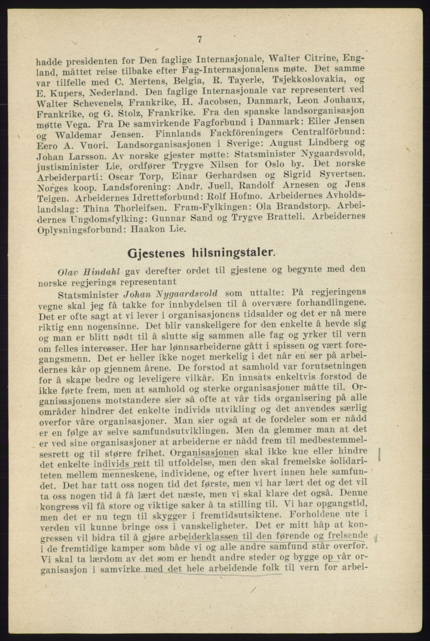 Landsorganisasjonen i Norge - publikasjoner, AAB/-/-/-: Protokoll for Kongressen 1938, 1938, p. 7