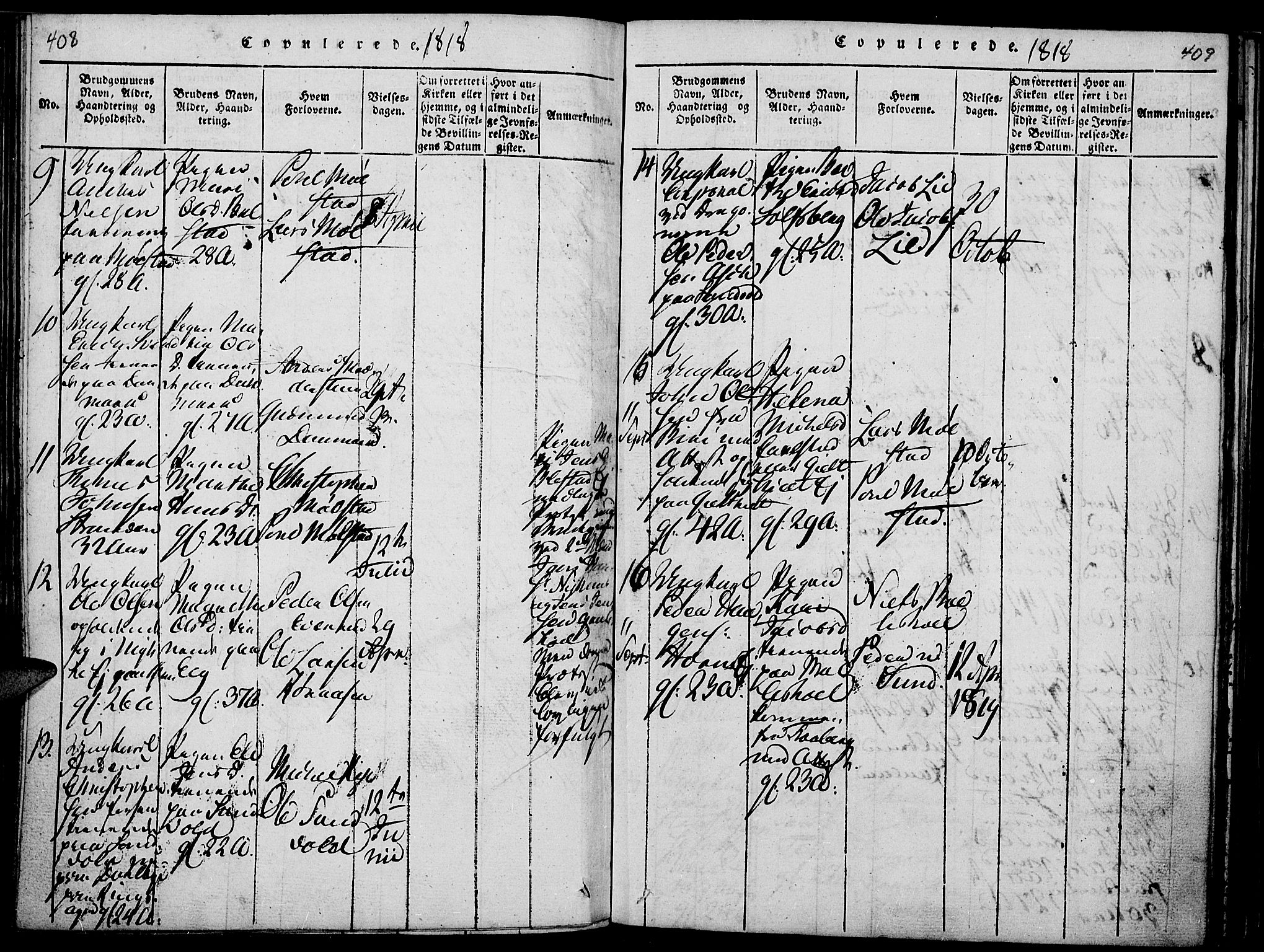 Nes prestekontor, Hedmark, SAH/PREST-020/K/Ka/L0002: Parish register (official) no. 2, 1813-1827, p. 408-409
