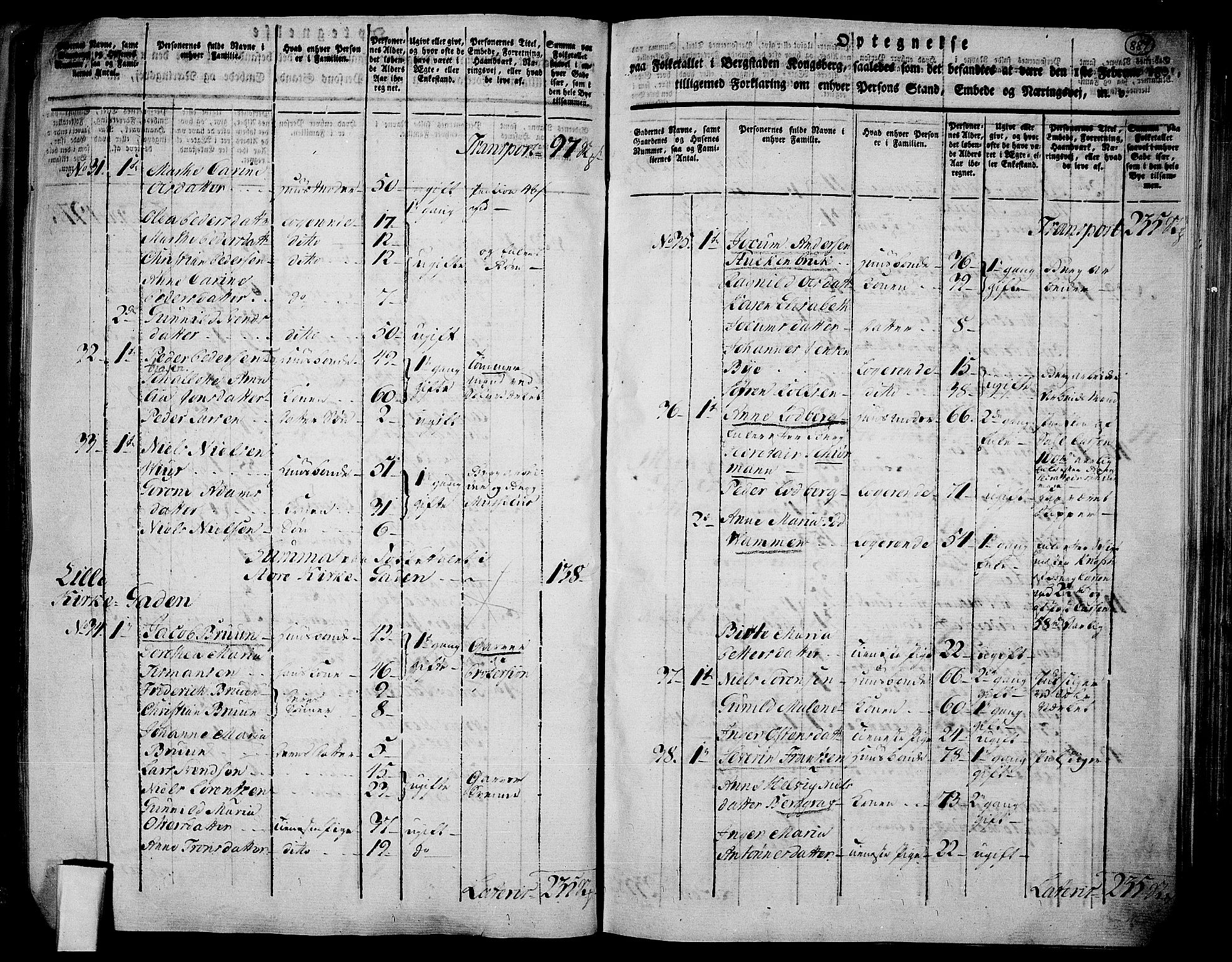 RA, 1801 census for 0604P Kongsberg, 1801, p. 886b-887a