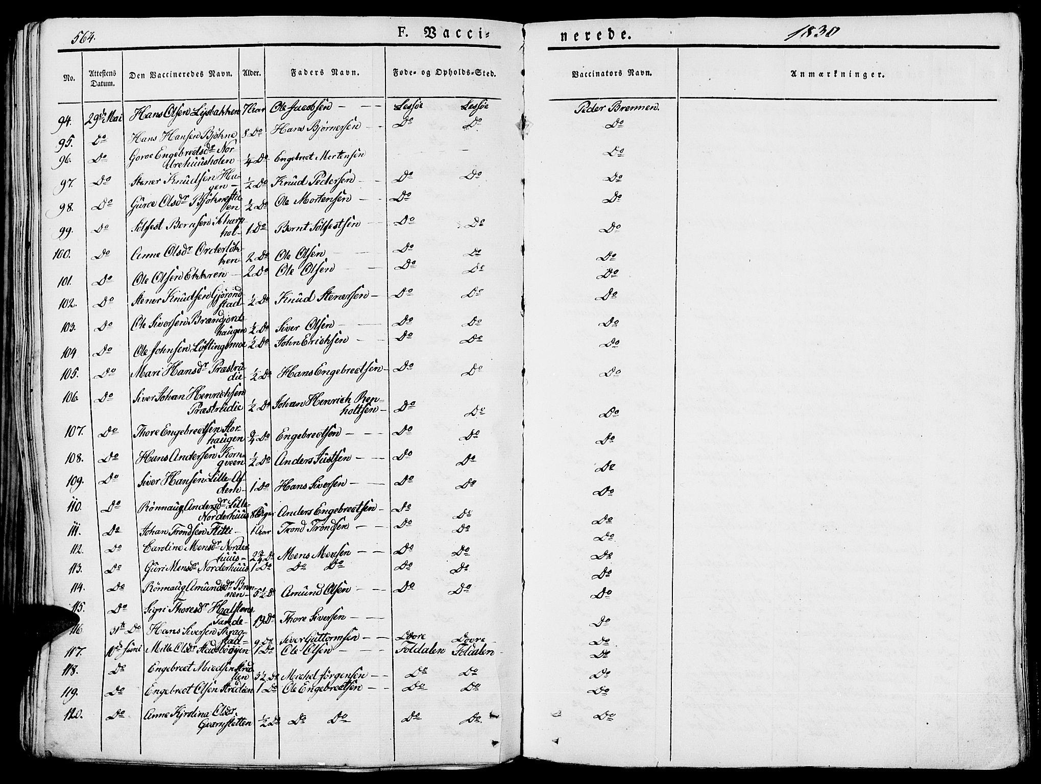 Lesja prestekontor, SAH/PREST-068/H/Ha/Haa/L0005: Parish register (official) no. 5, 1830-1842, p. 564