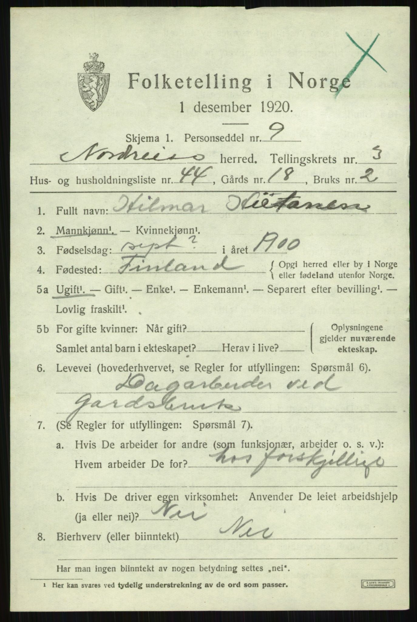 SATØ, 1920 census for Nordreisa, 1920, p. 1803