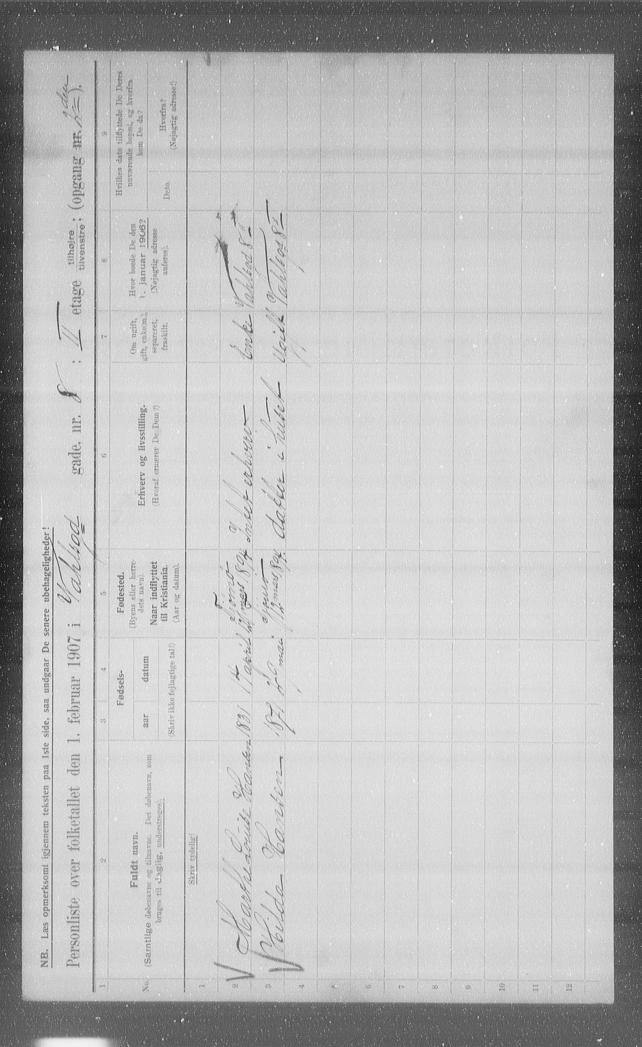 OBA, Municipal Census 1907 for Kristiania, 1907, p. 61834