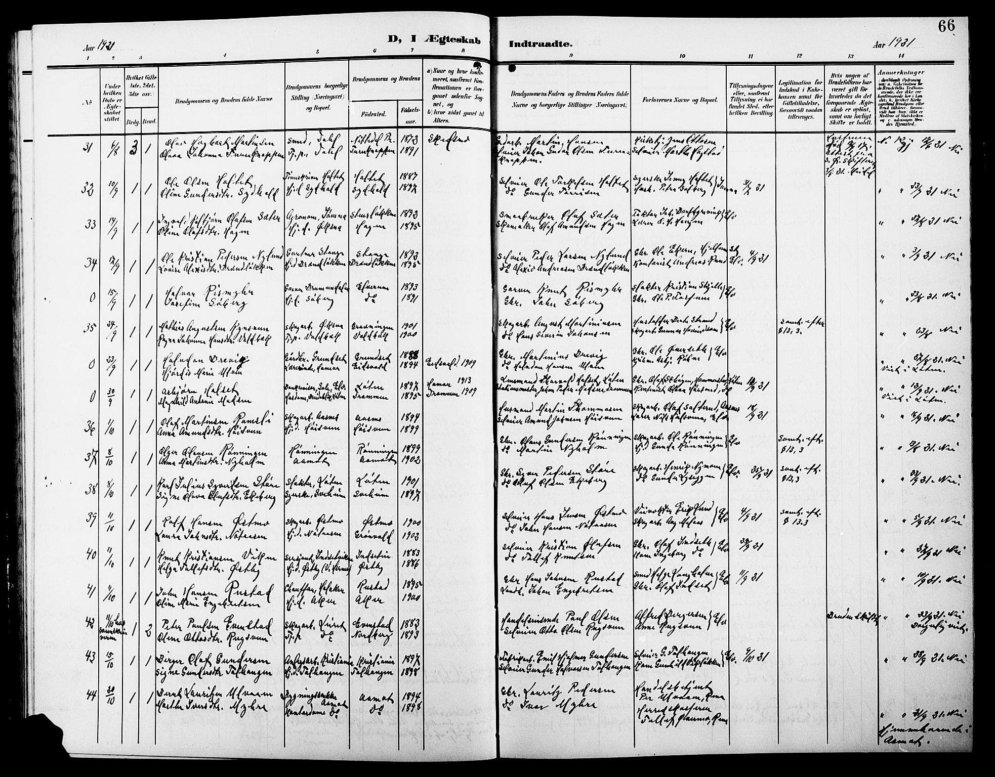 Elverum prestekontor, AV/SAH-PREST-044/H/Ha/Hab/L0009: Parish register (copy) no. 9, 1908-1921, p. 66