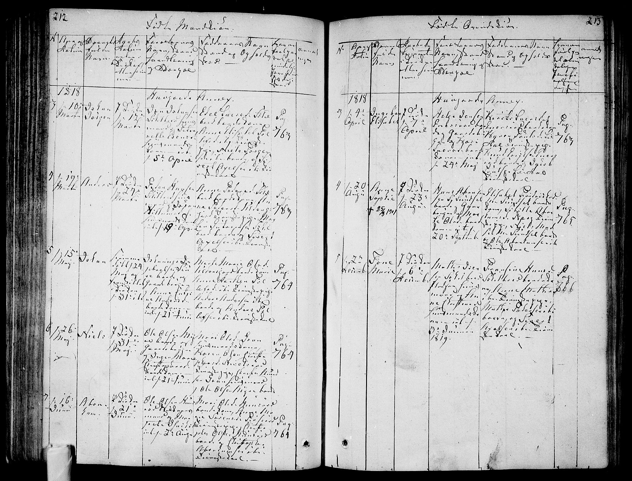 Andebu kirkebøker, AV/SAKO-A-336/F/Fa/L0003: Parish register (official) no. 3 /2, 1815-1828, p. 212-213