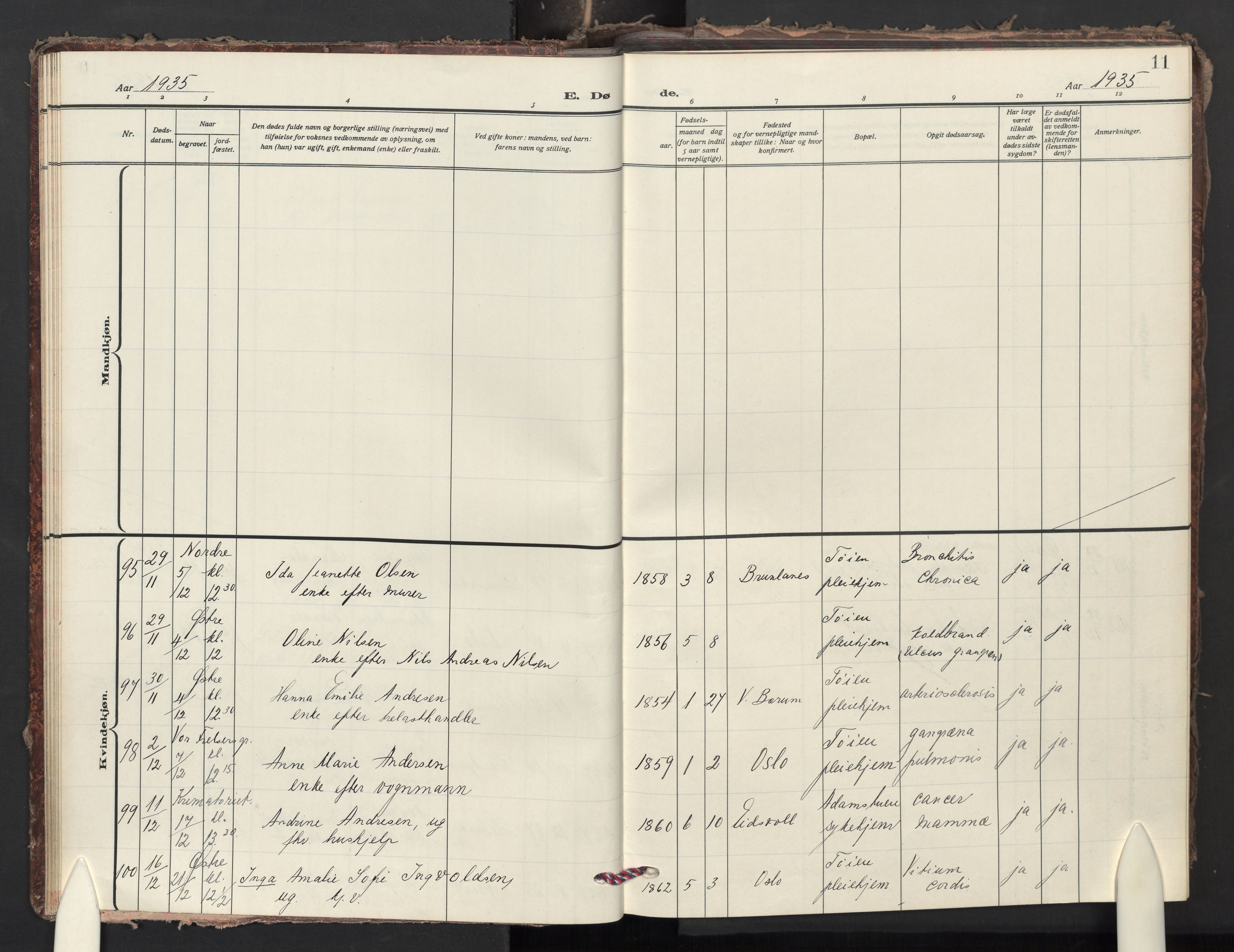 Krohgstøtten sykehusprest Kirkebøker, AV/SAO-A-10854/F/Fa/L0006: Parish register (official) no. 6, 1935-1951, p. 11