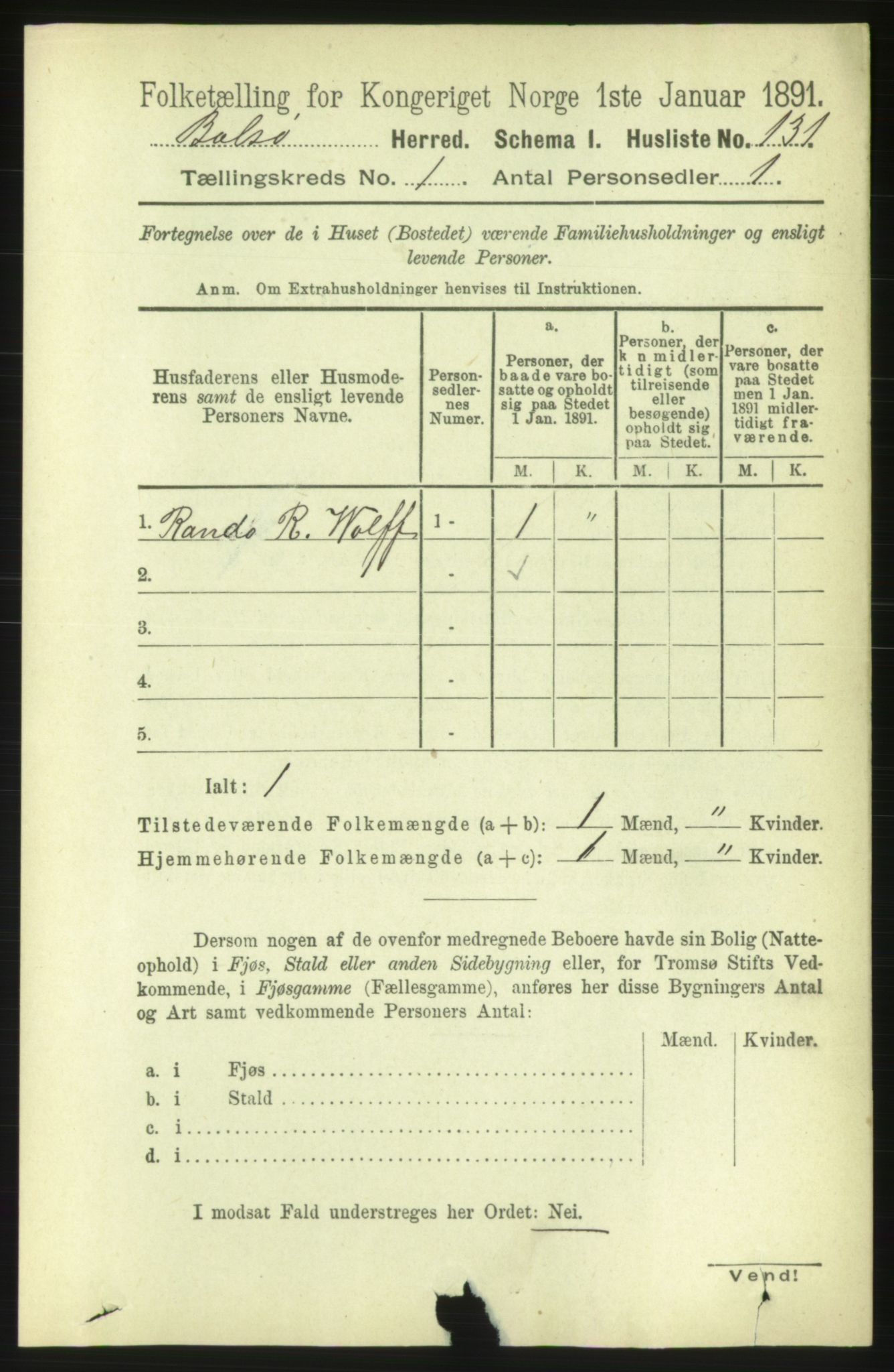 RA, 1891 census for 1544 Bolsøy, 1891, p. 170