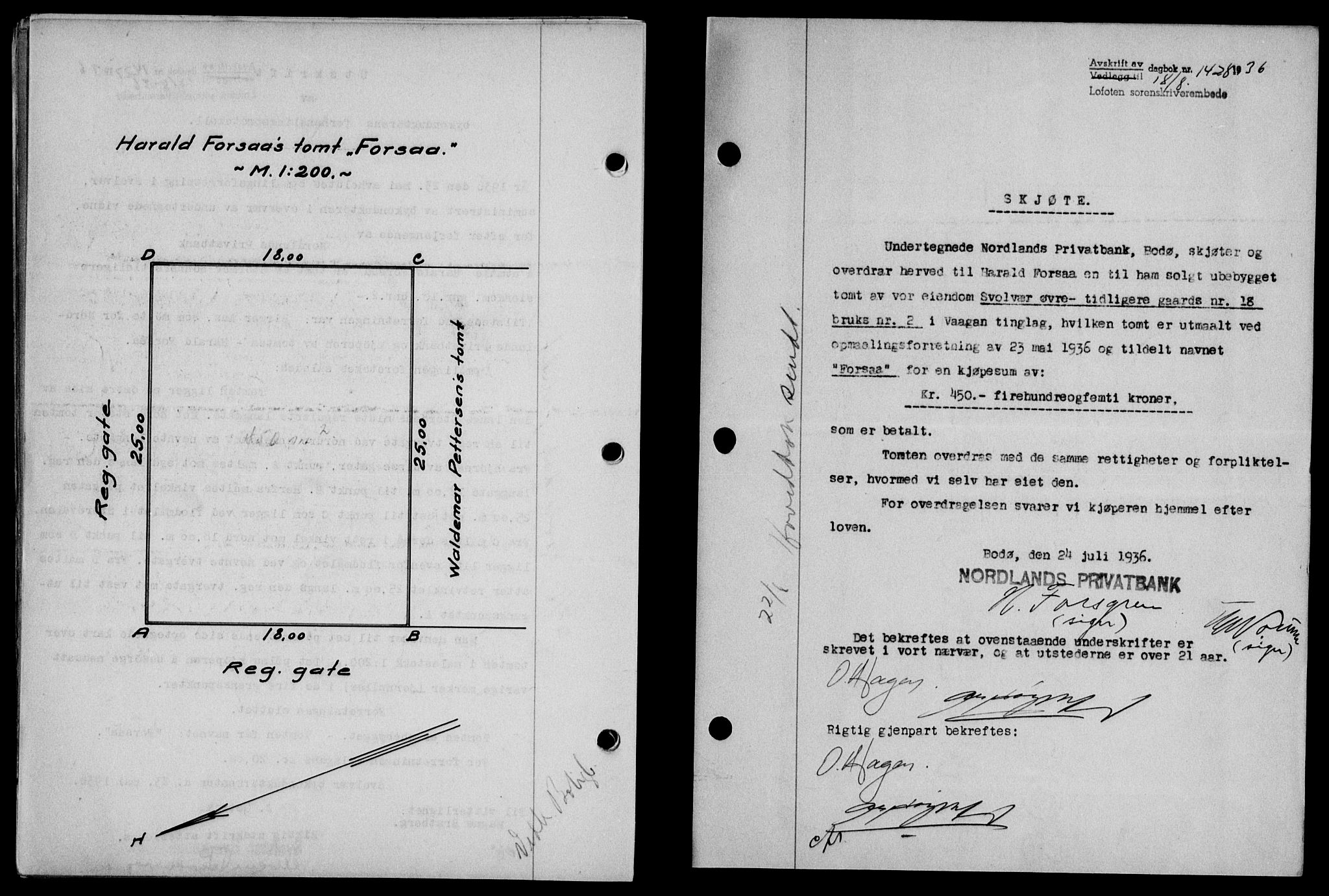 Lofoten sorenskriveri, SAT/A-0017/1/2/2C/L0001a: Mortgage book no. 1a, 1936-1937, Diary no: : 1428/1936