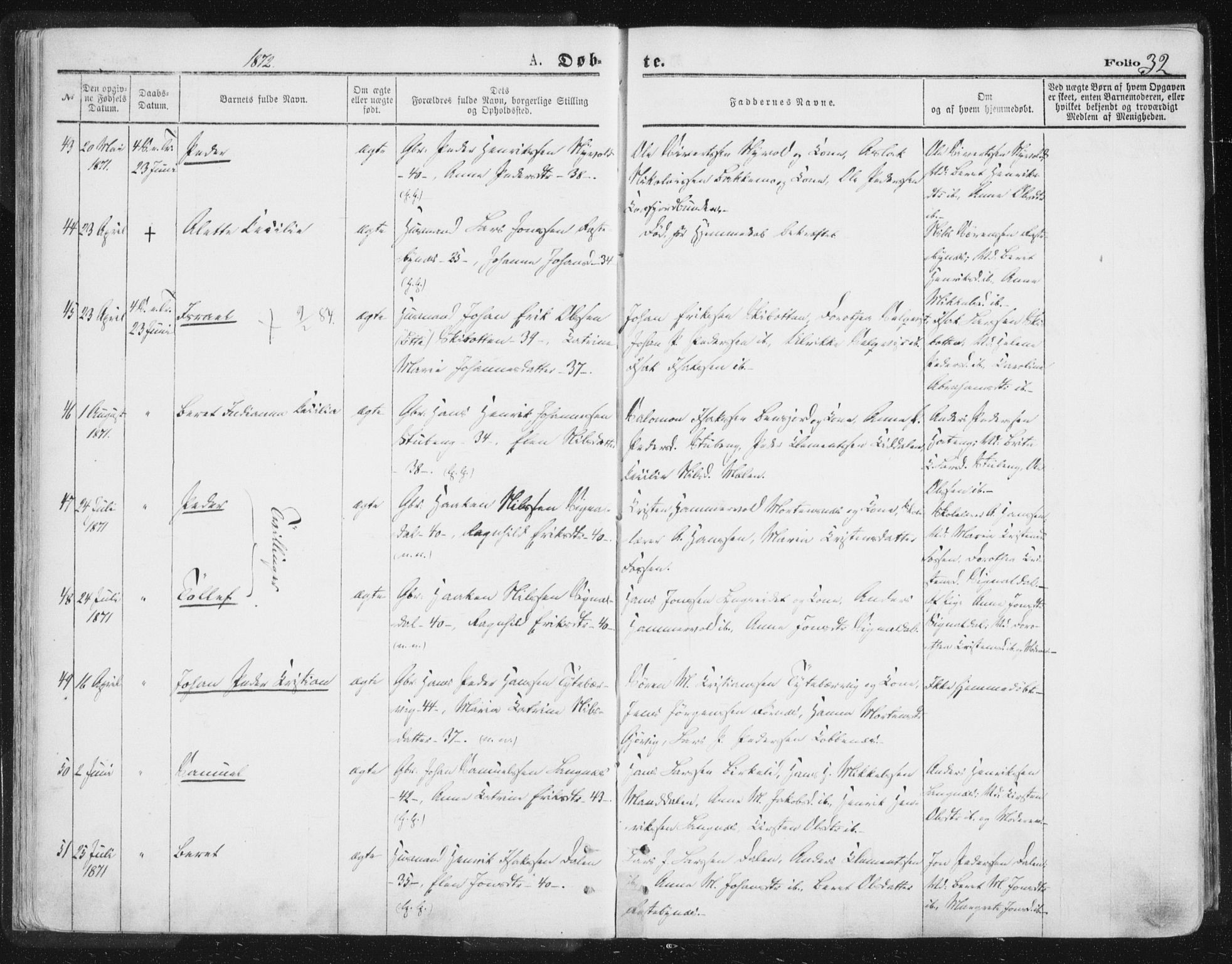 Lyngen sokneprestembete, AV/SATØ-S-1289/H/He/Hea/L0006kirke: Parish register (official) no. 6, 1870-1878, p. 32