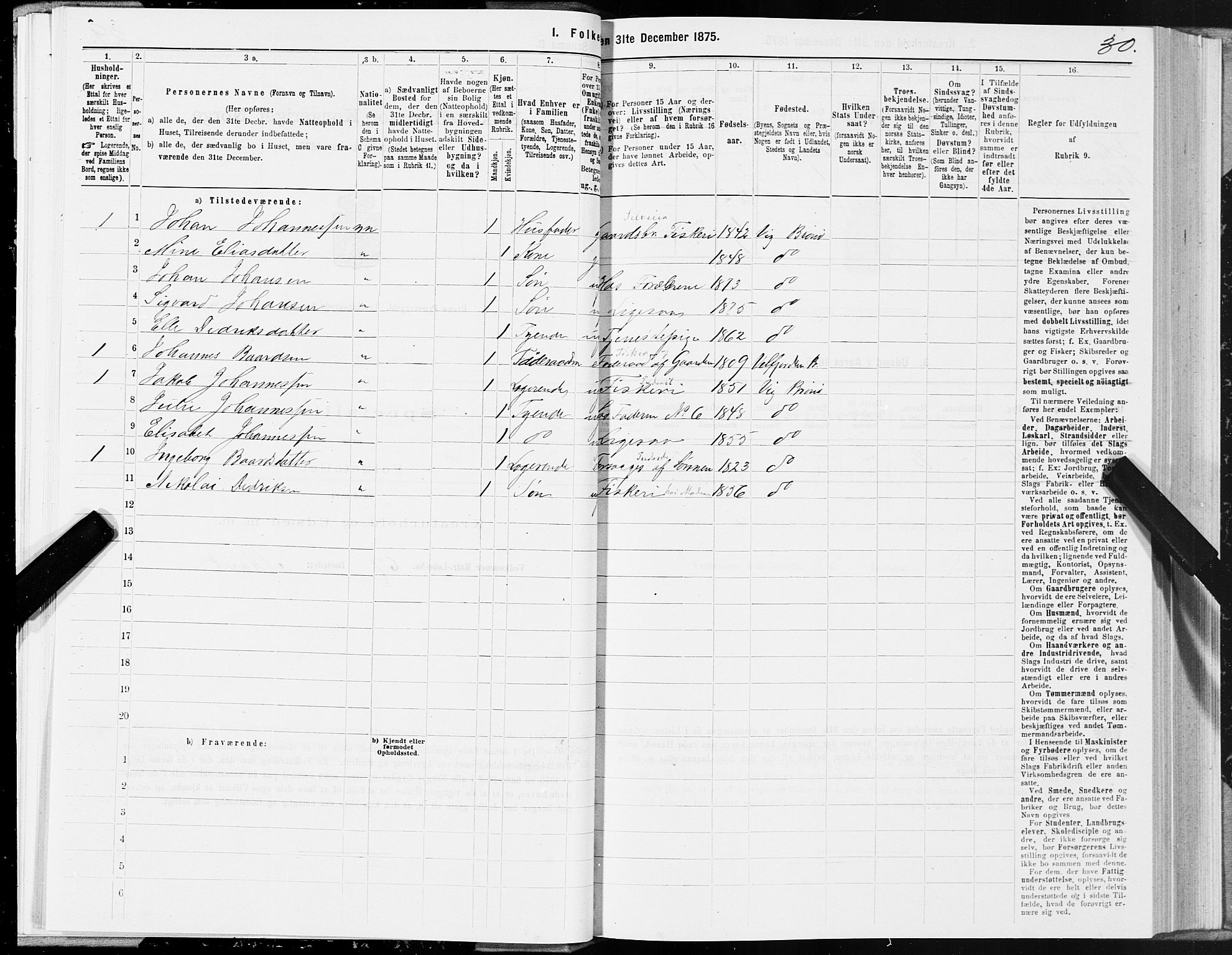 SAT, 1875 census for 1814P Brønnøy, 1875, p. 1030