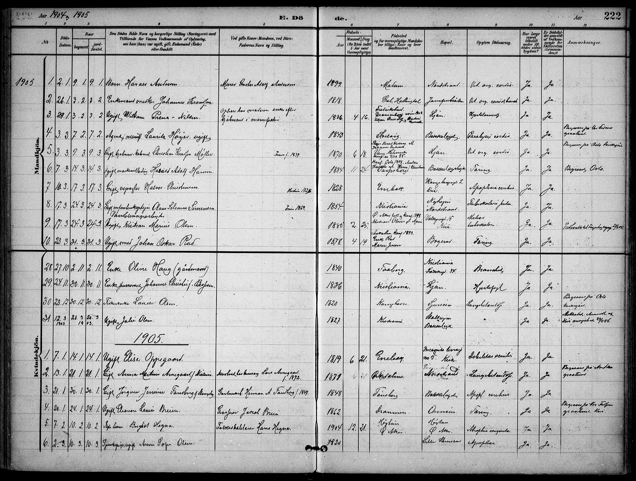 Nordstrand prestekontor Kirkebøker, AV/SAO-A-10362a/F/Fa/L0001: Parish register (official) no. 1, 1900-1914, p. 222