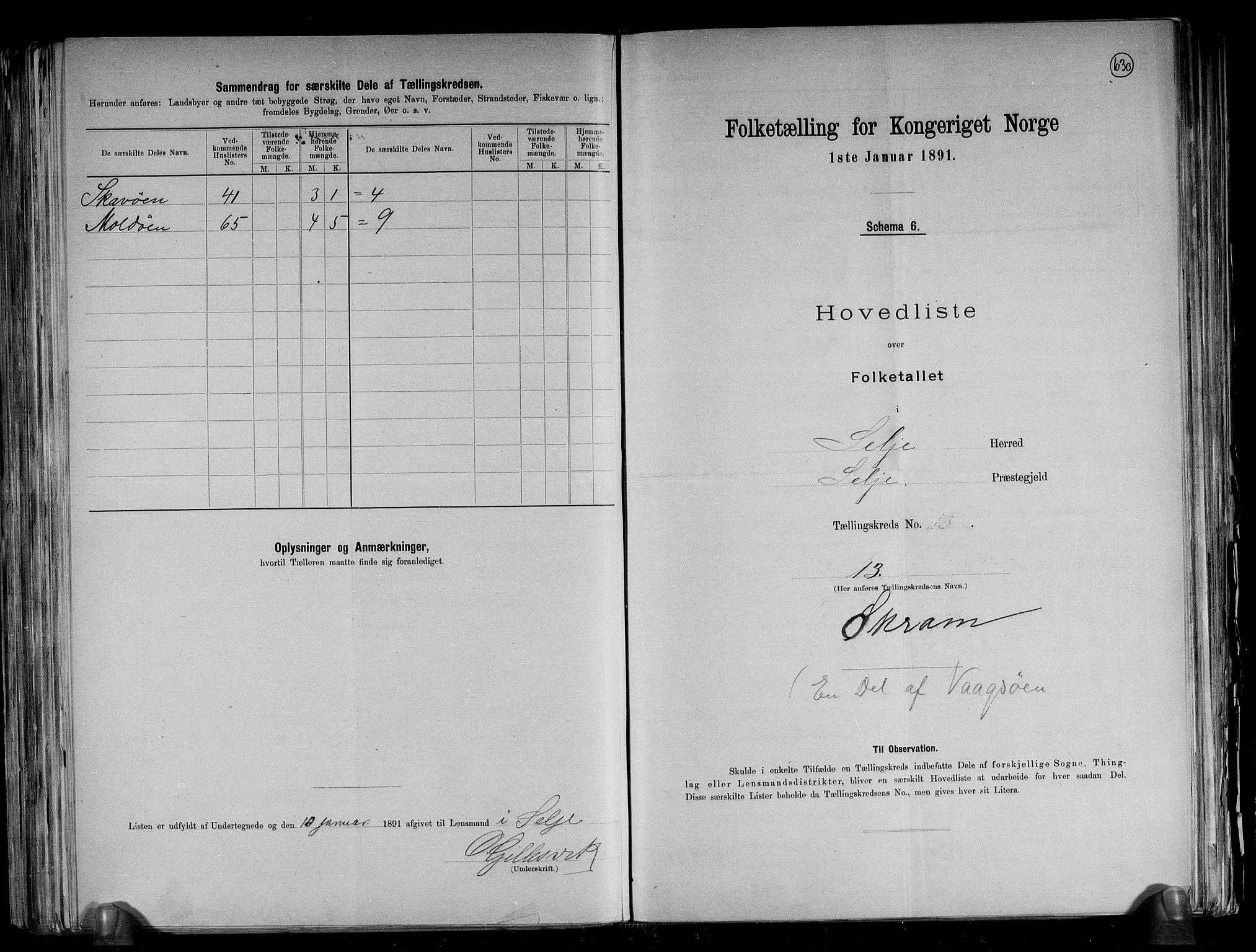 RA, 1891 census for 1441 Selje, 1891, p. 28