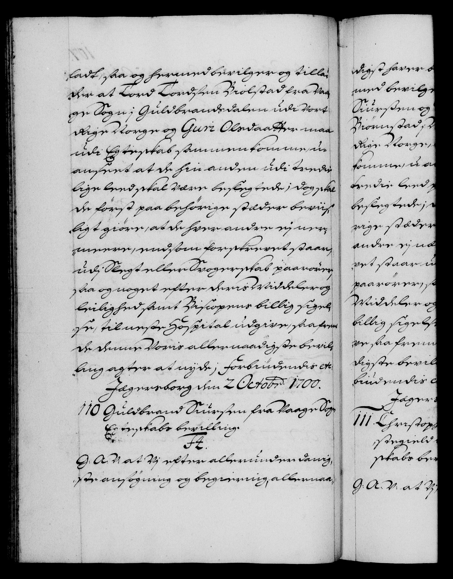 Danske Kanselli 1572-1799, AV/RA-EA-3023/F/Fc/Fca/Fcaa/L0018: Norske registre, 1699-1703, p. 107b