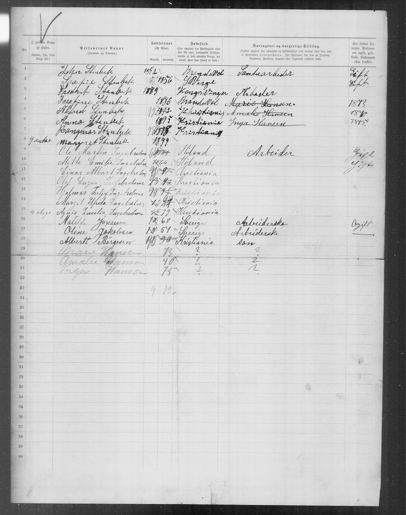 OBA, Municipal Census 1899 for Kristiania, 1899, p. 11691