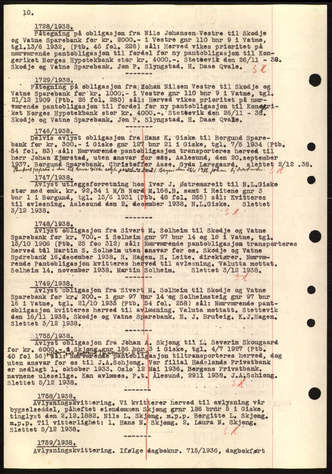 Nordre Sunnmøre sorenskriveri, SAT/A-0006/1/2/2C/2Ca: Mortgage book no. B1-6, 1938-1942, Diary no: : 1728/1938