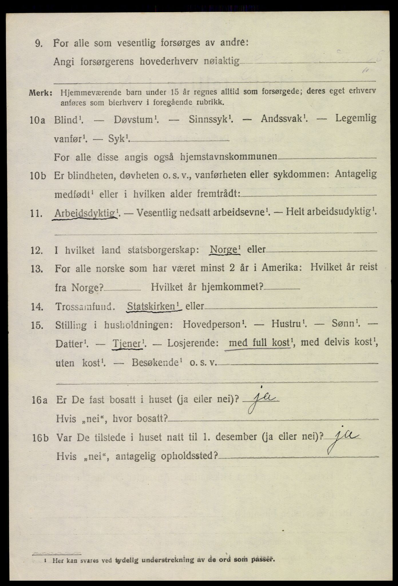 SAK, 1920 census for Bygland, 1920, p. 1682