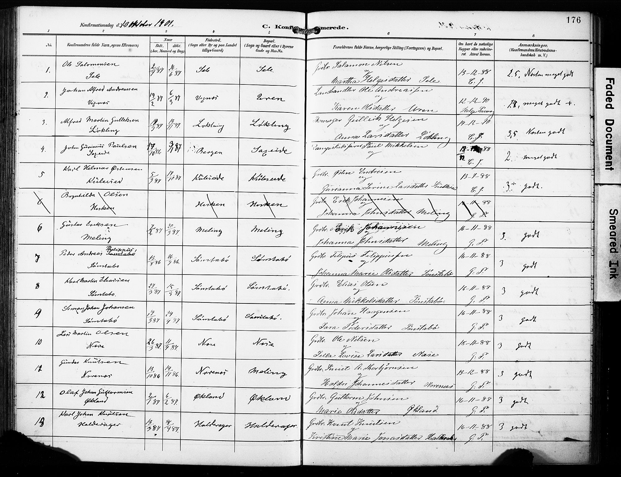 Finnås sokneprestembete, SAB/A-99925/H/Ha/Haa/Haac/L0002: Parish register (official) no. C 2, 1895-1904, p. 176