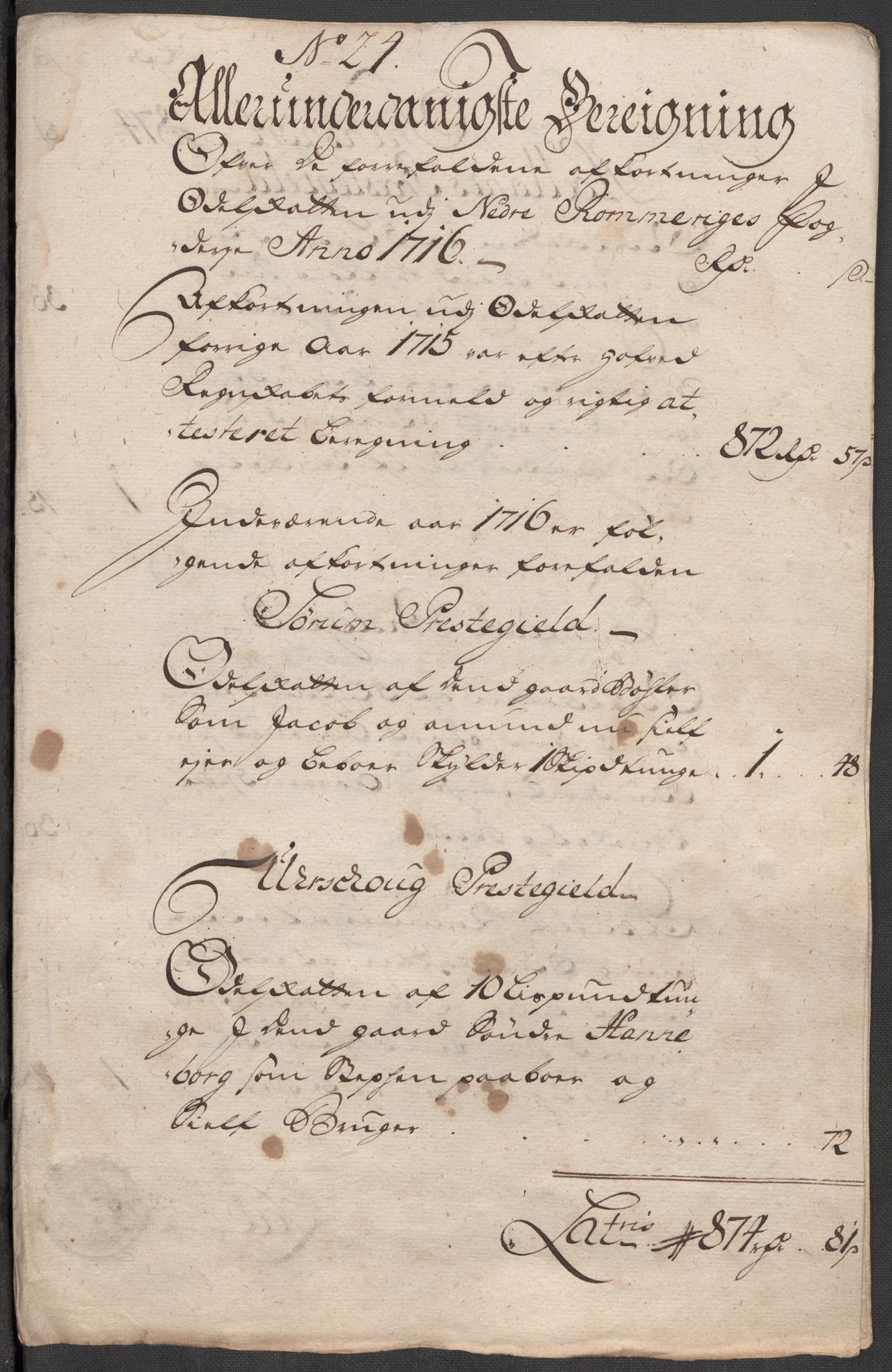 Rentekammeret inntil 1814, Reviderte regnskaper, Fogderegnskap, AV/RA-EA-4092/R11/L0598: Fogderegnskap Nedre Romerike, 1716, p. 218