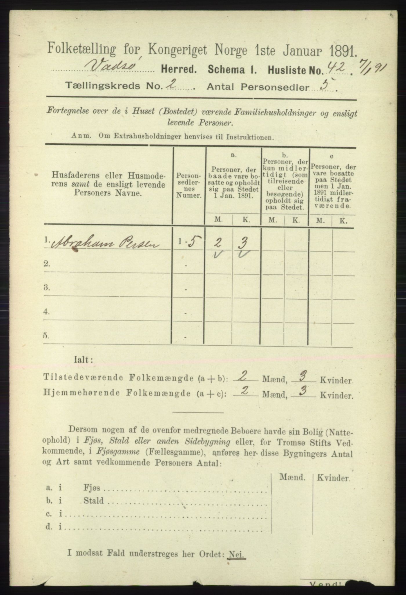 RA, 1891 census for 2029 Vadsø, 1891, p. 445