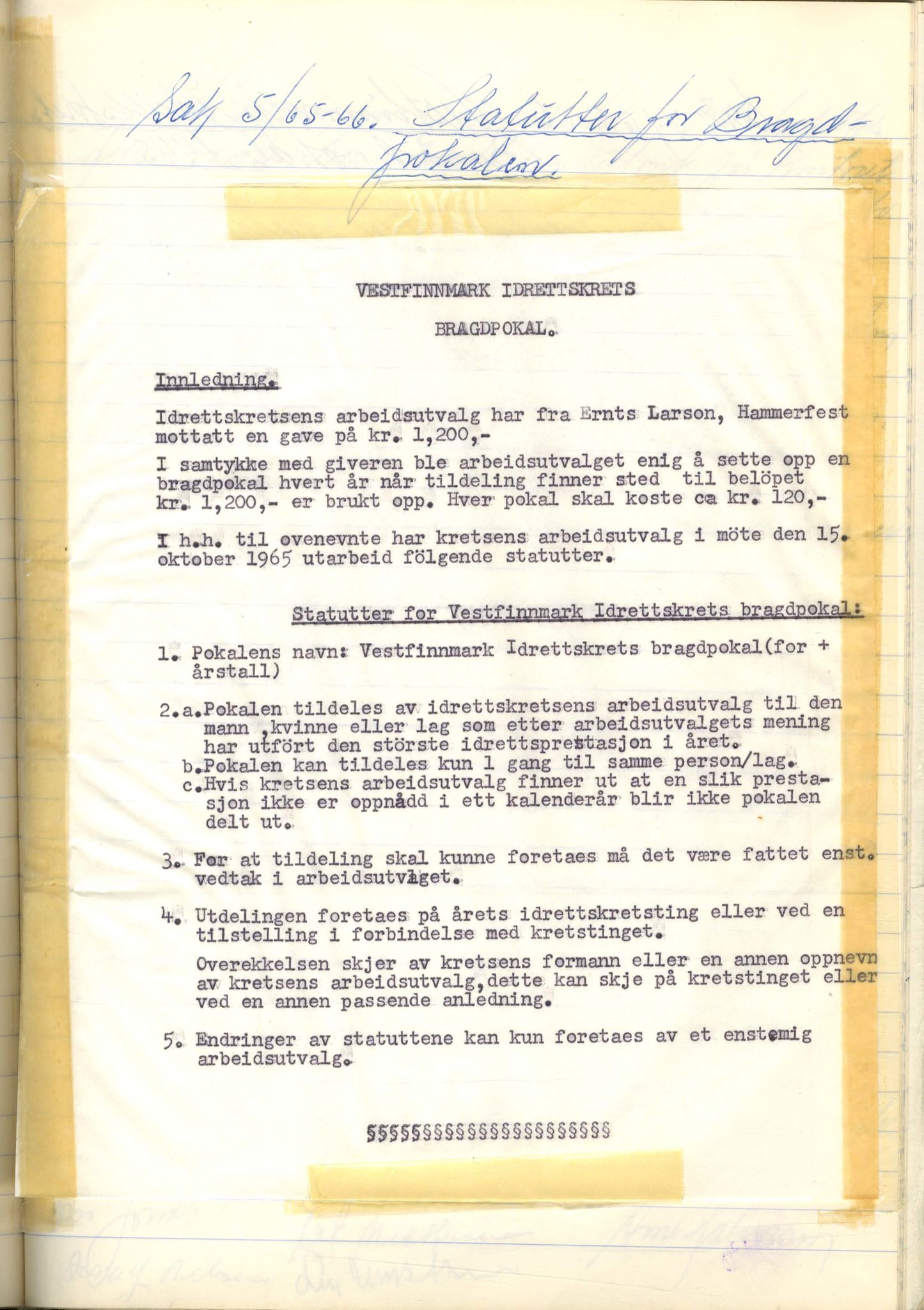 Vest-Finnmark Idrettskrets, FMFB/A-1042/A/Aa/L0003: Møteprotokoll for styre, kretsting og arbeidsutvalg, 1961-1971, p. 130