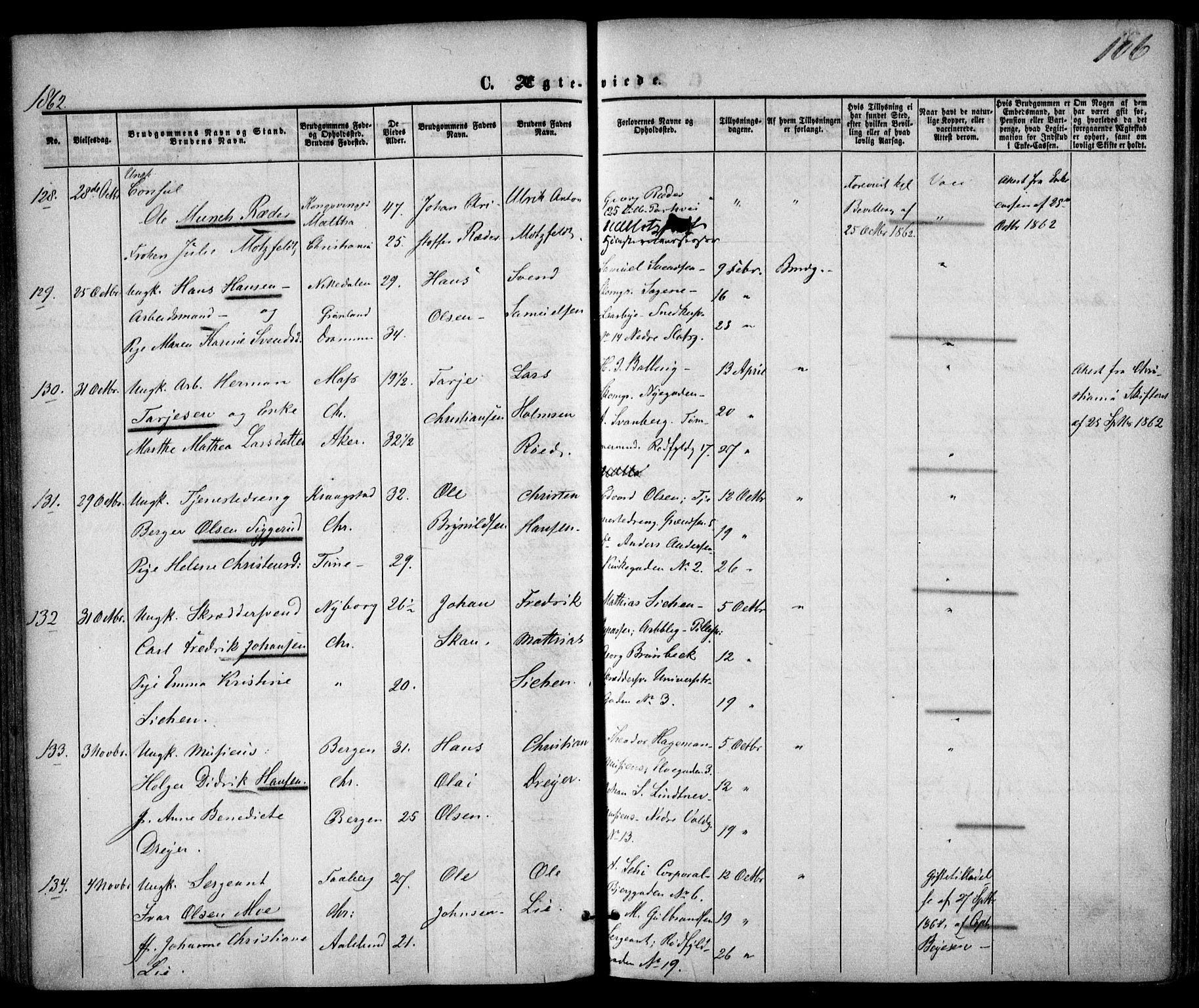 Trefoldighet prestekontor Kirkebøker, AV/SAO-A-10882/F/Fc/L0001: Parish register (official) no. III 1, 1858-1874, p. 106