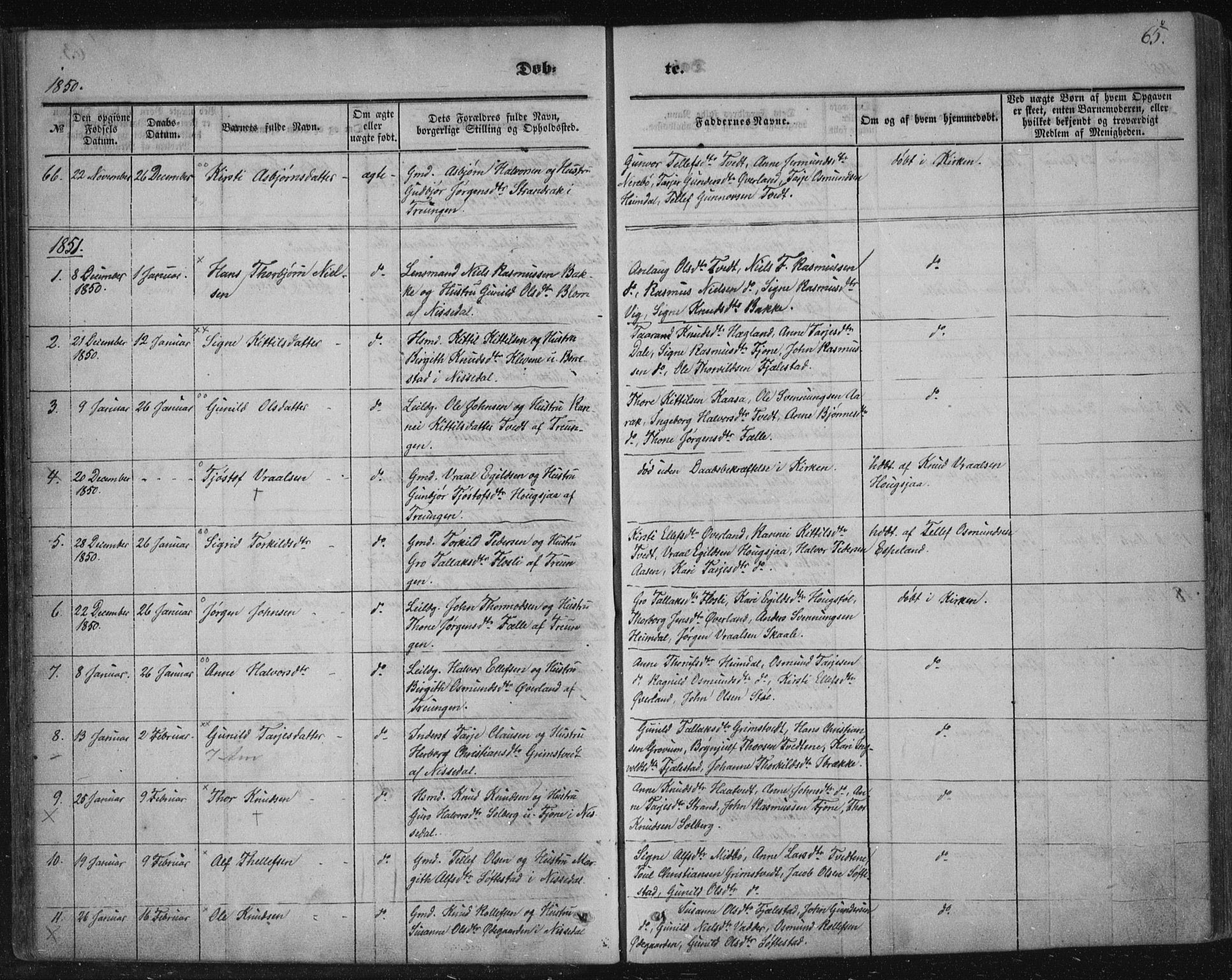 Nissedal kirkebøker, AV/SAKO-A-288/F/Fa/L0003: Parish register (official) no. I 3, 1846-1870, p. 64-65