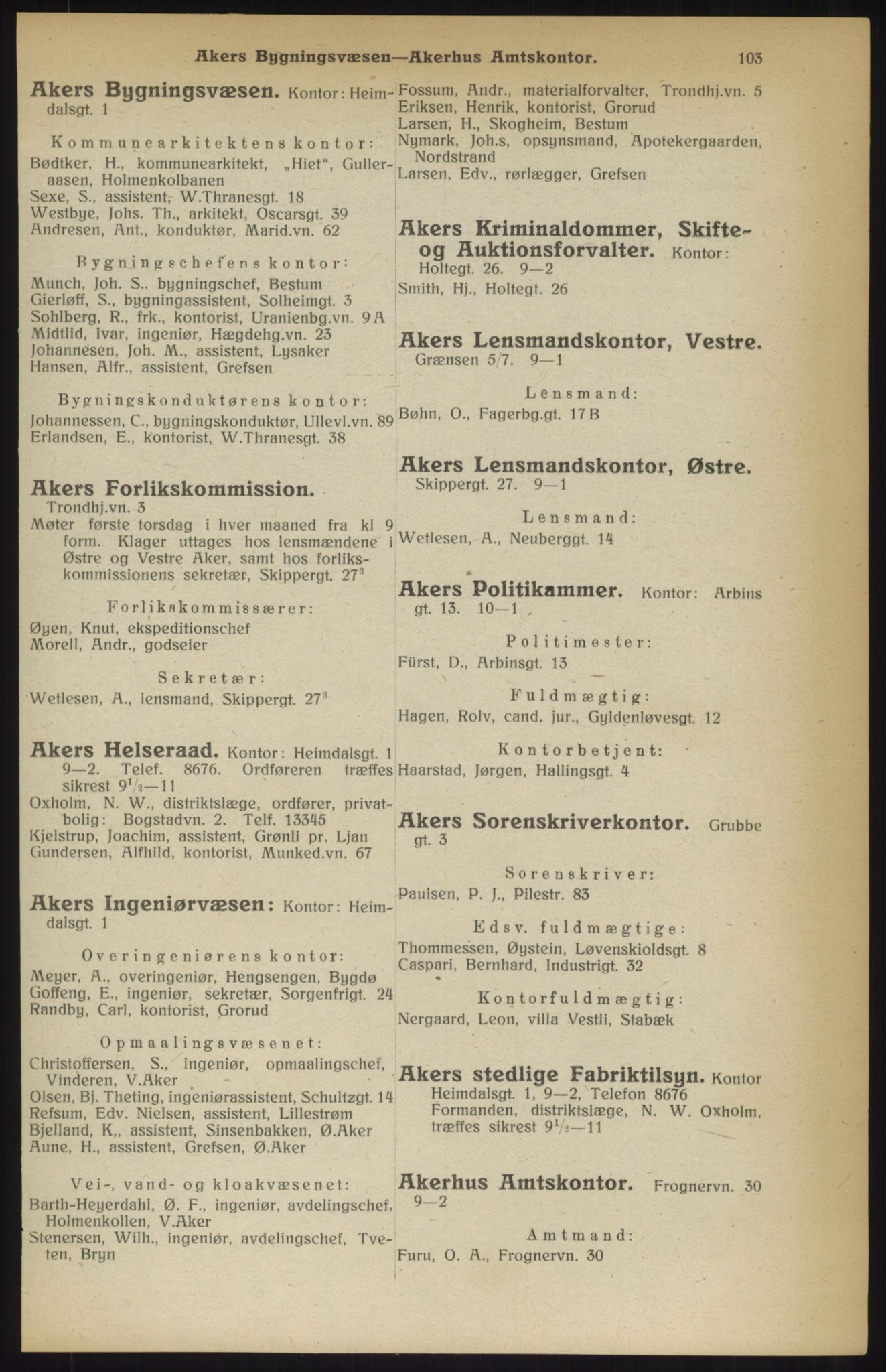 Kristiania/Oslo adressebok, PUBL/-, 1914, p. 103