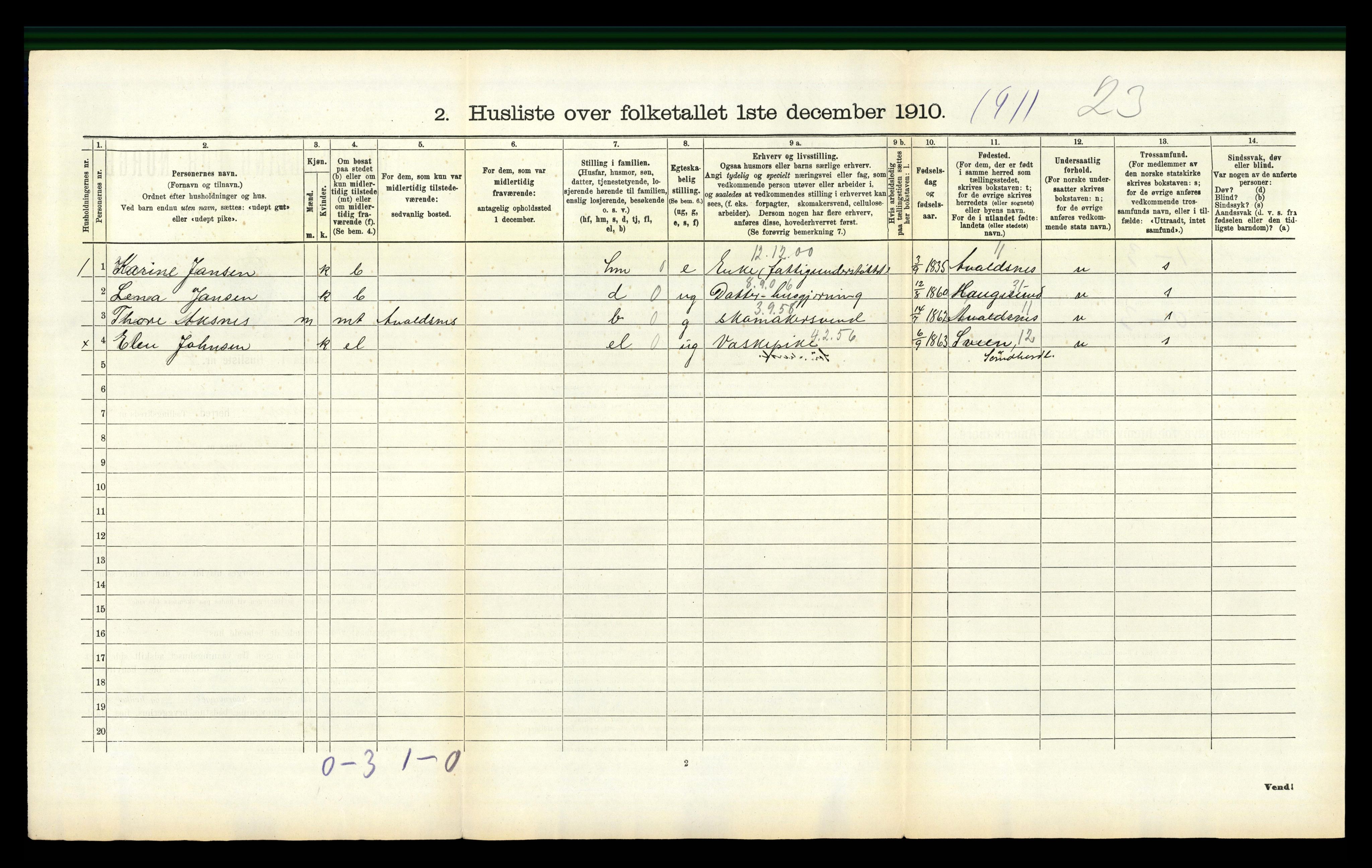 RA, 1910 census for Skåre, 1910, p. 965