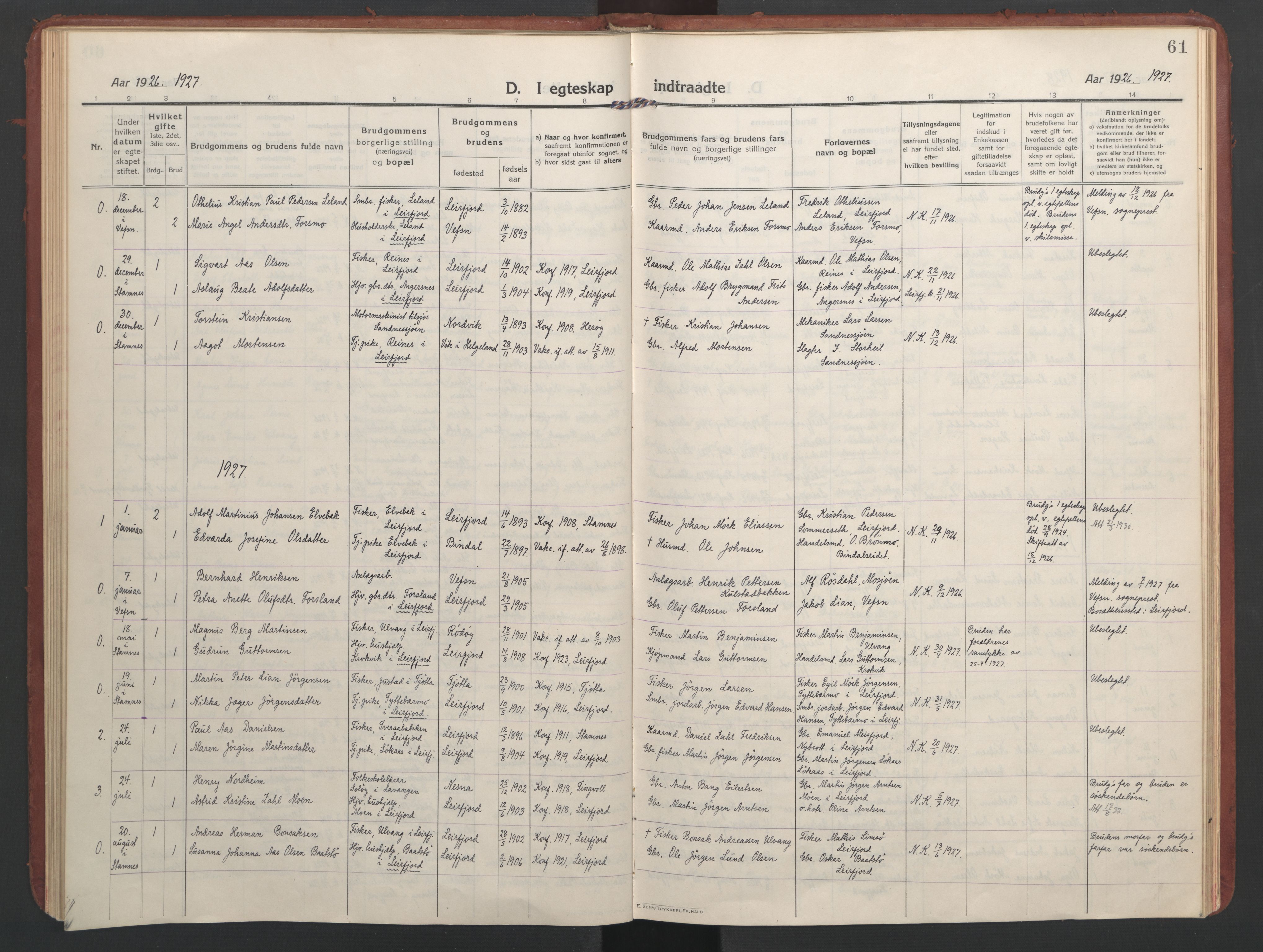 Ministerialprotokoller, klokkerbøker og fødselsregistre - Nordland, AV/SAT-A-1459/832/L0492: Parish register (official) no. 832A01, 1916-1934, p. 61