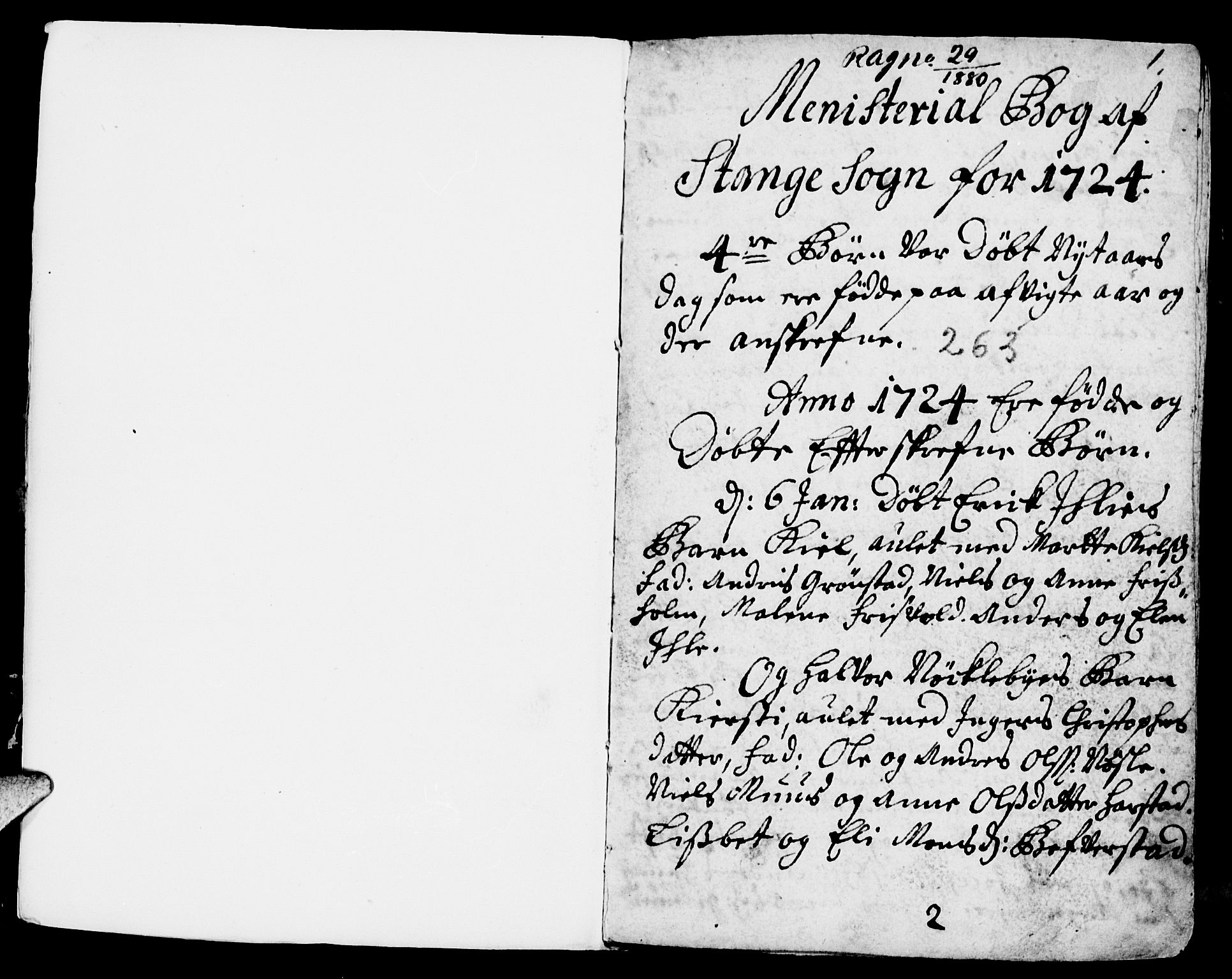 Stange prestekontor, SAH/PREST-002/K/L0002: Parish register (official) no. 2, 1724-1740, p. 0-1