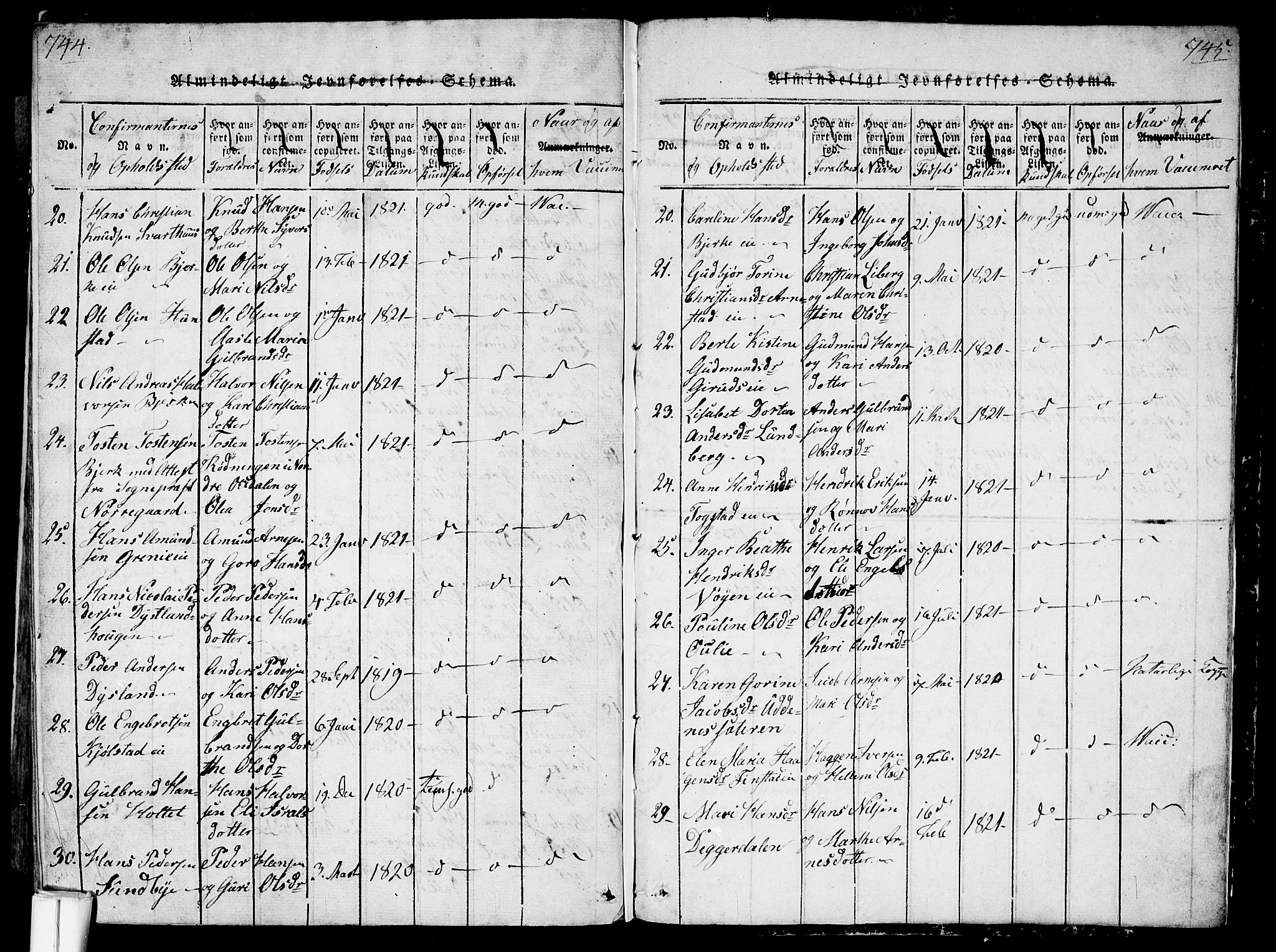 Nes prestekontor Kirkebøker, AV/SAO-A-10410/G/Ga/L0001: Parish register (copy) no. I 1, 1815-1835, p. 744-745