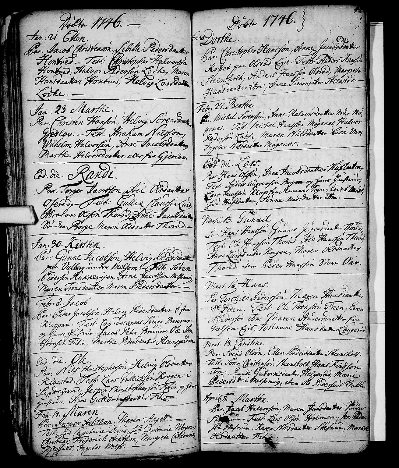 Stokke kirkebøker, AV/SAKO-A-320/F/Fa/L0002: Parish register (official) no. I 2, 1732-1770, p. 42