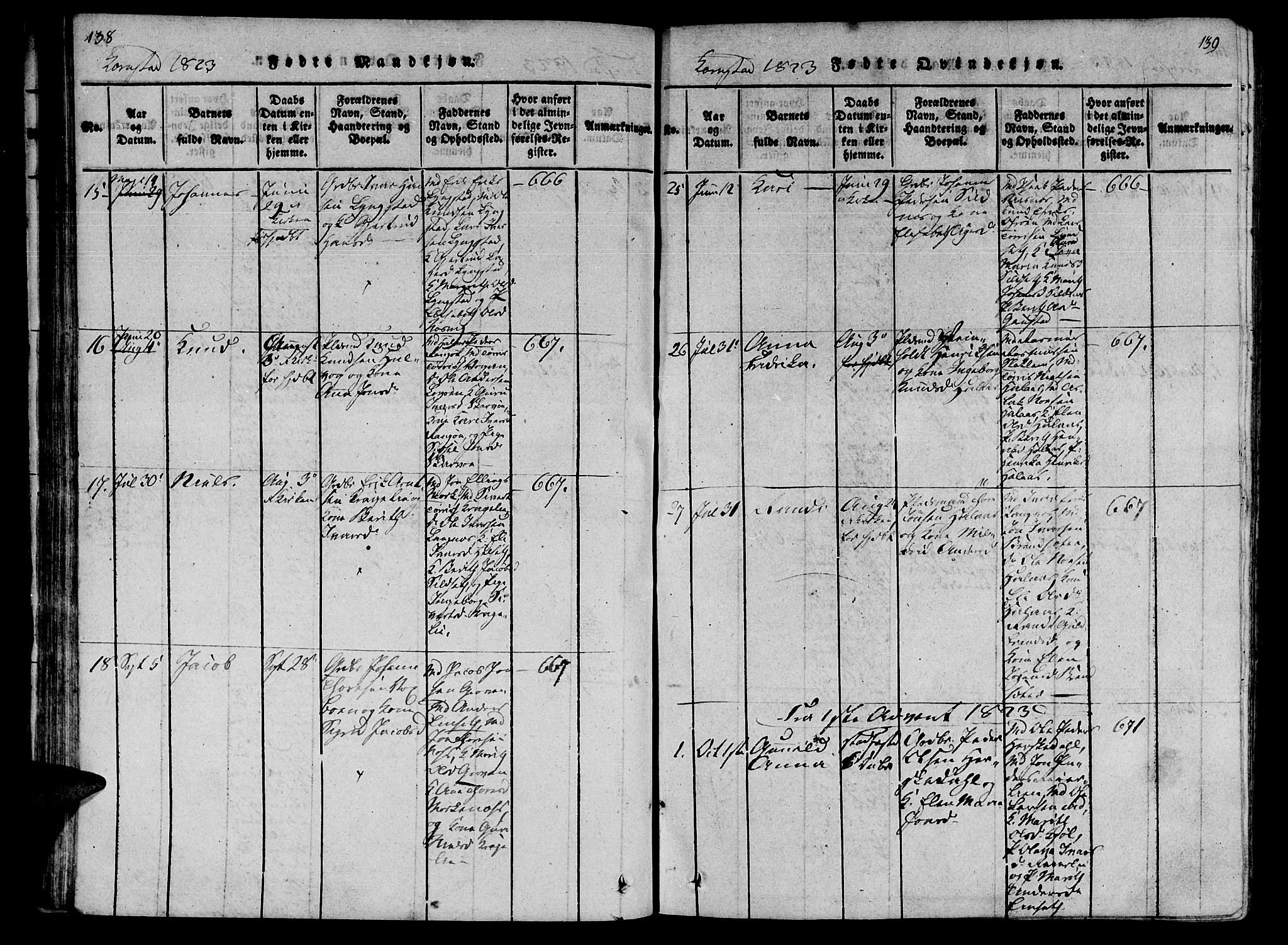 Ministerialprotokoller, klokkerbøker og fødselsregistre - Møre og Romsdal, SAT/A-1454/568/L0800: Parish register (official) no. 568A09 /3, 1820-1830, p. 138-139