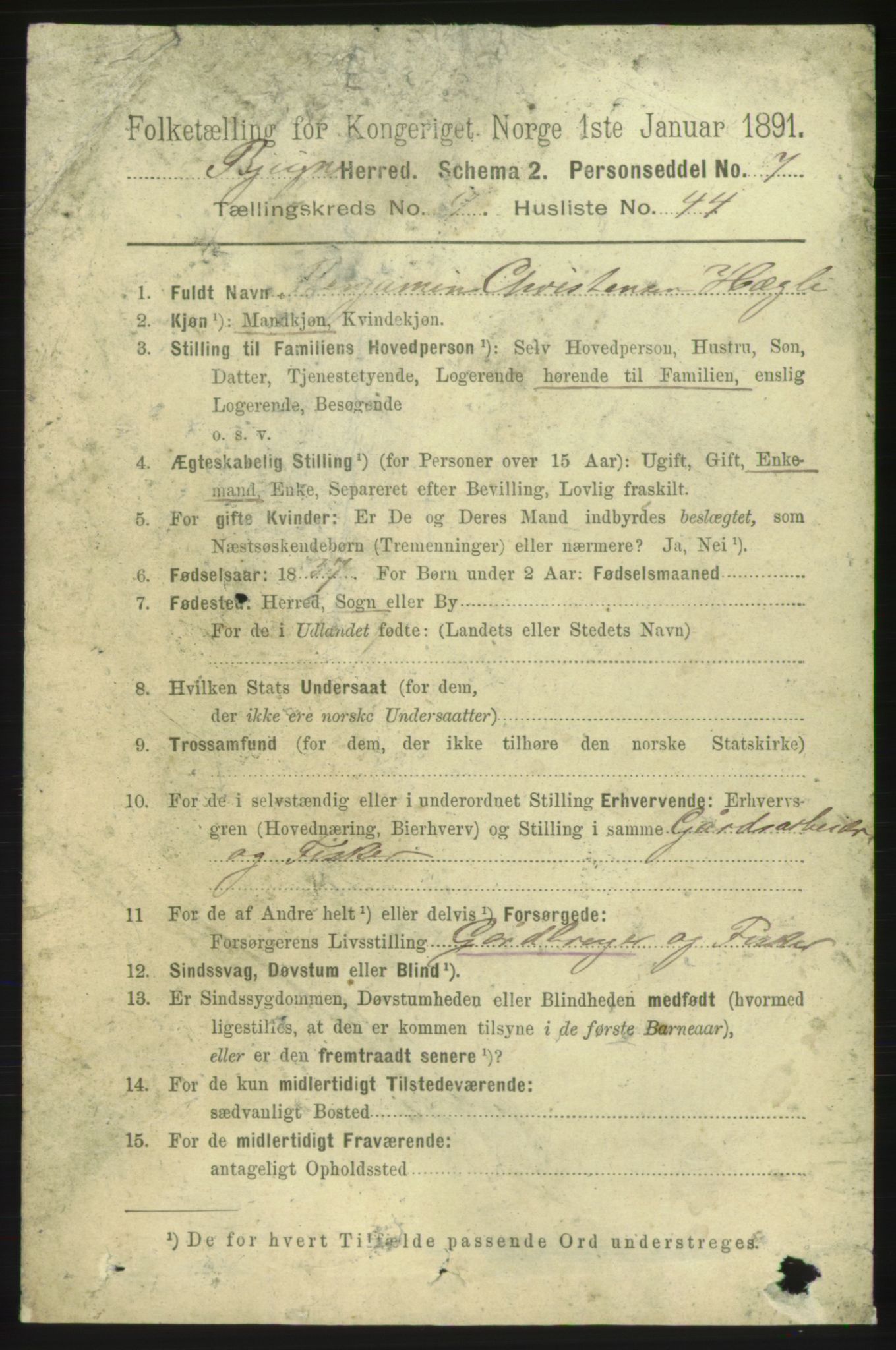 RA, 1891 census for 1627 Bjugn, 1891, p. 2648