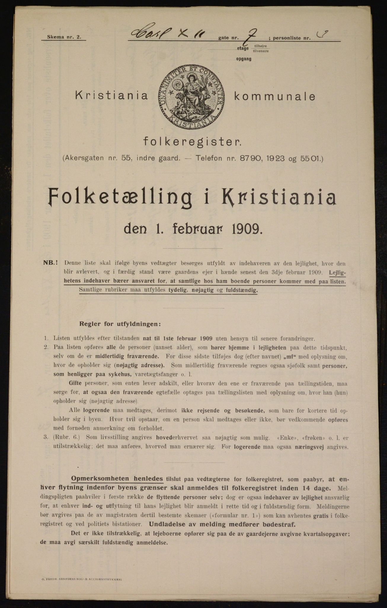 OBA, Municipal Census 1909 for Kristiania, 1909, p. 44116