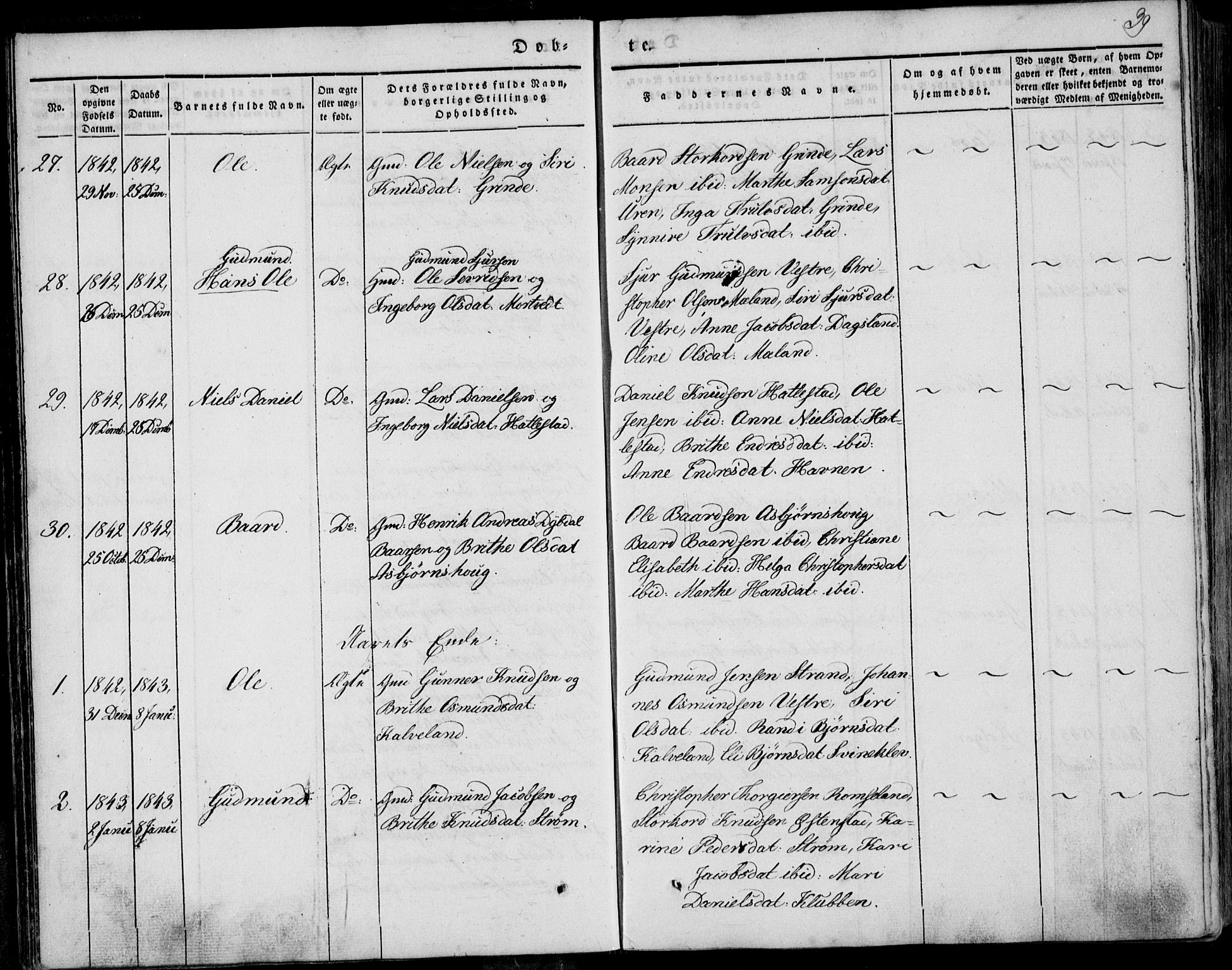 Skjold sokneprestkontor, SAST/A-101847/H/Ha/Haa/L0006: Parish register (official) no. A 6.1, 1835-1858, p. 39
