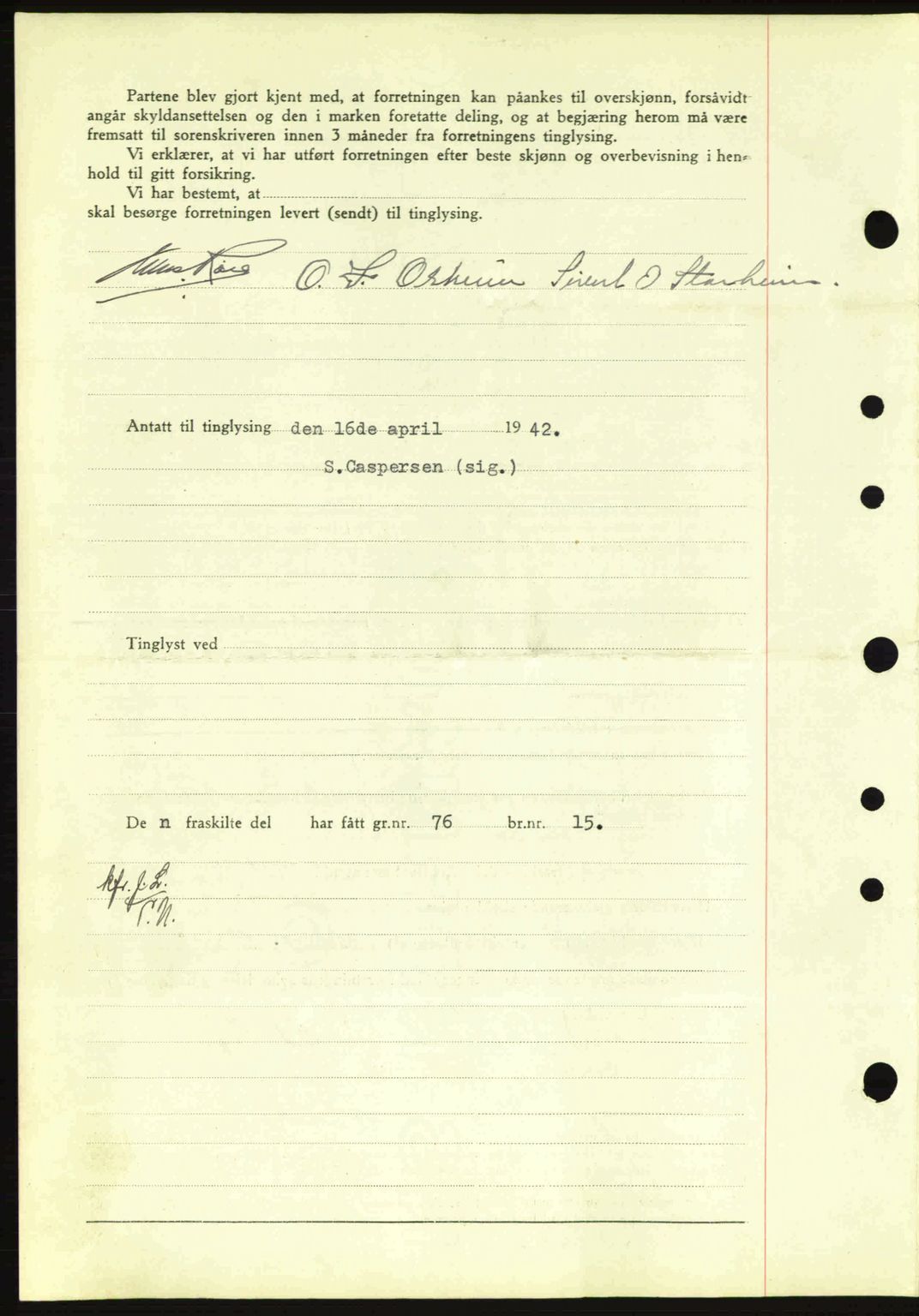 Nordfjord sorenskriveri, AV/SAB-A-2801/02/02b/02bj/L0007: Mortgage book no. A7, 1941-1943, Diary no: : 500/1942