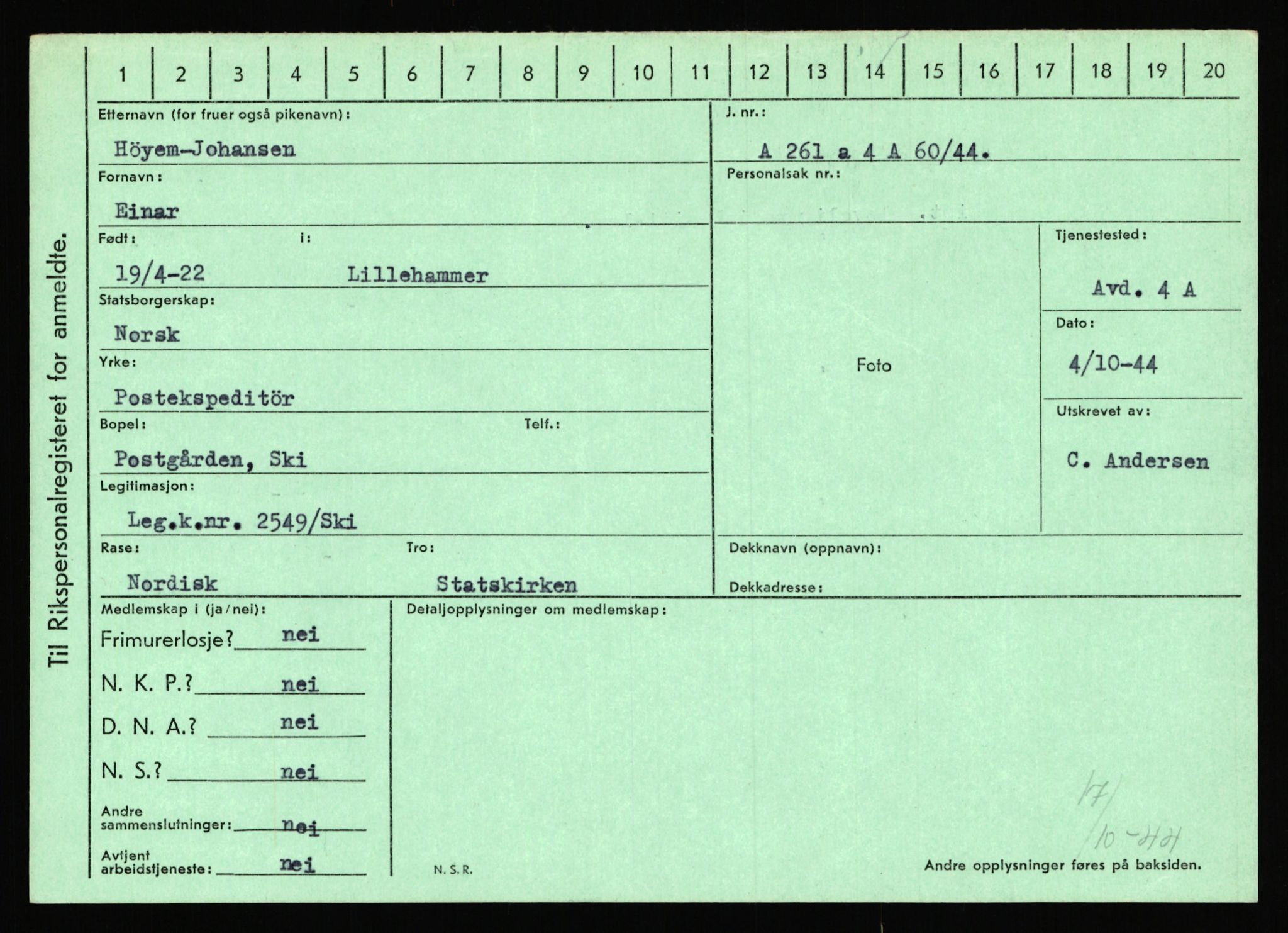 Statspolitiet - Hovedkontoret / Osloavdelingen, AV/RA-S-1329/C/Ca/L0008: Johan(nes)sen - Knoph, 1943-1945, p. 4