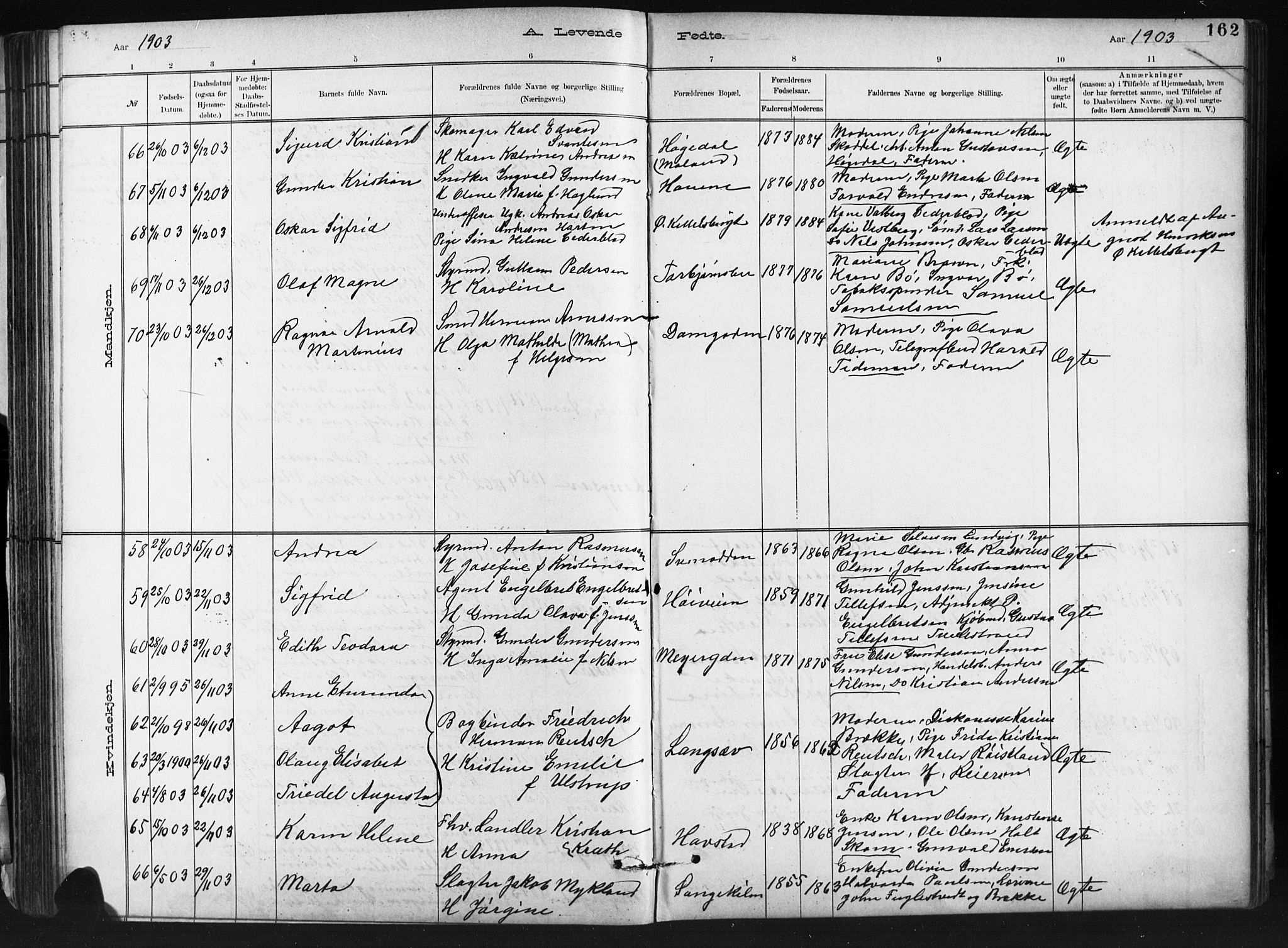 Barbu sokneprestkontor, AV/SAK-1111-0003/F/Fb/L0002: Parish register (copy) no. B 2, 1890-1922, p. 162