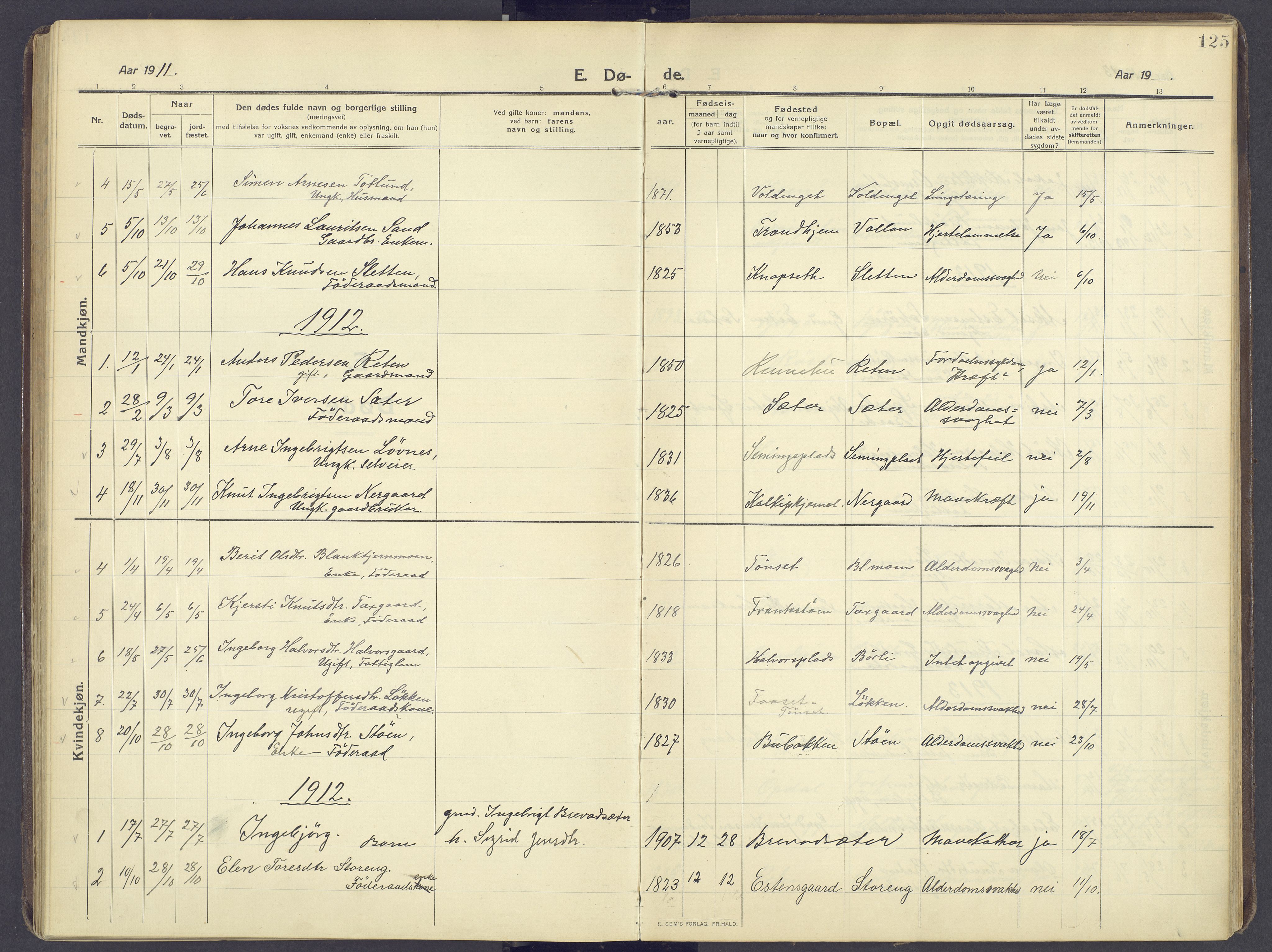 Kvikne prestekontor, AV/SAH-PREST-064/H/Ha/Haa/L0009: Parish register (official) no. 9, 1911-1942, p. 125