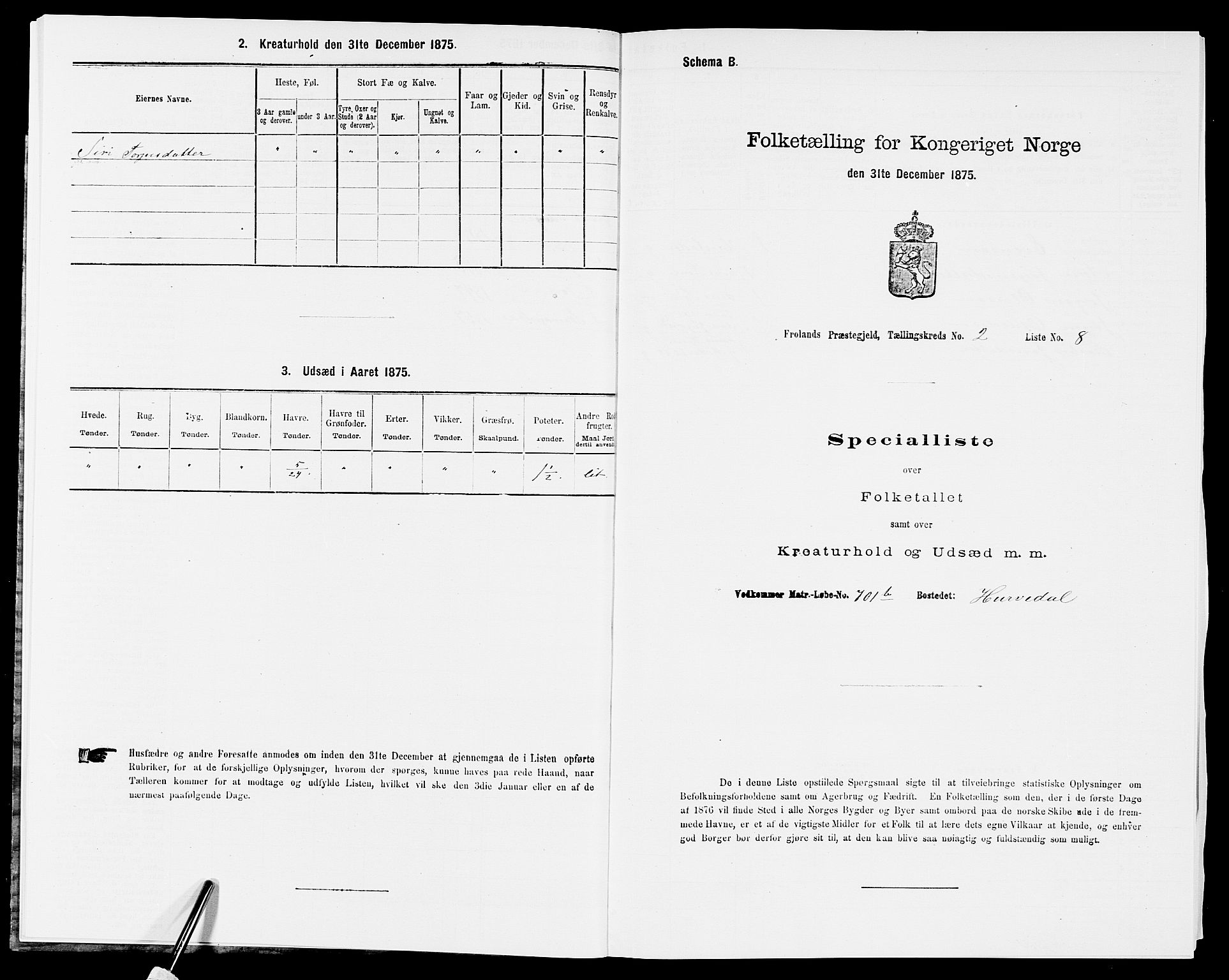 SAK, 1875 census for 0919P Froland, 1875, p. 137