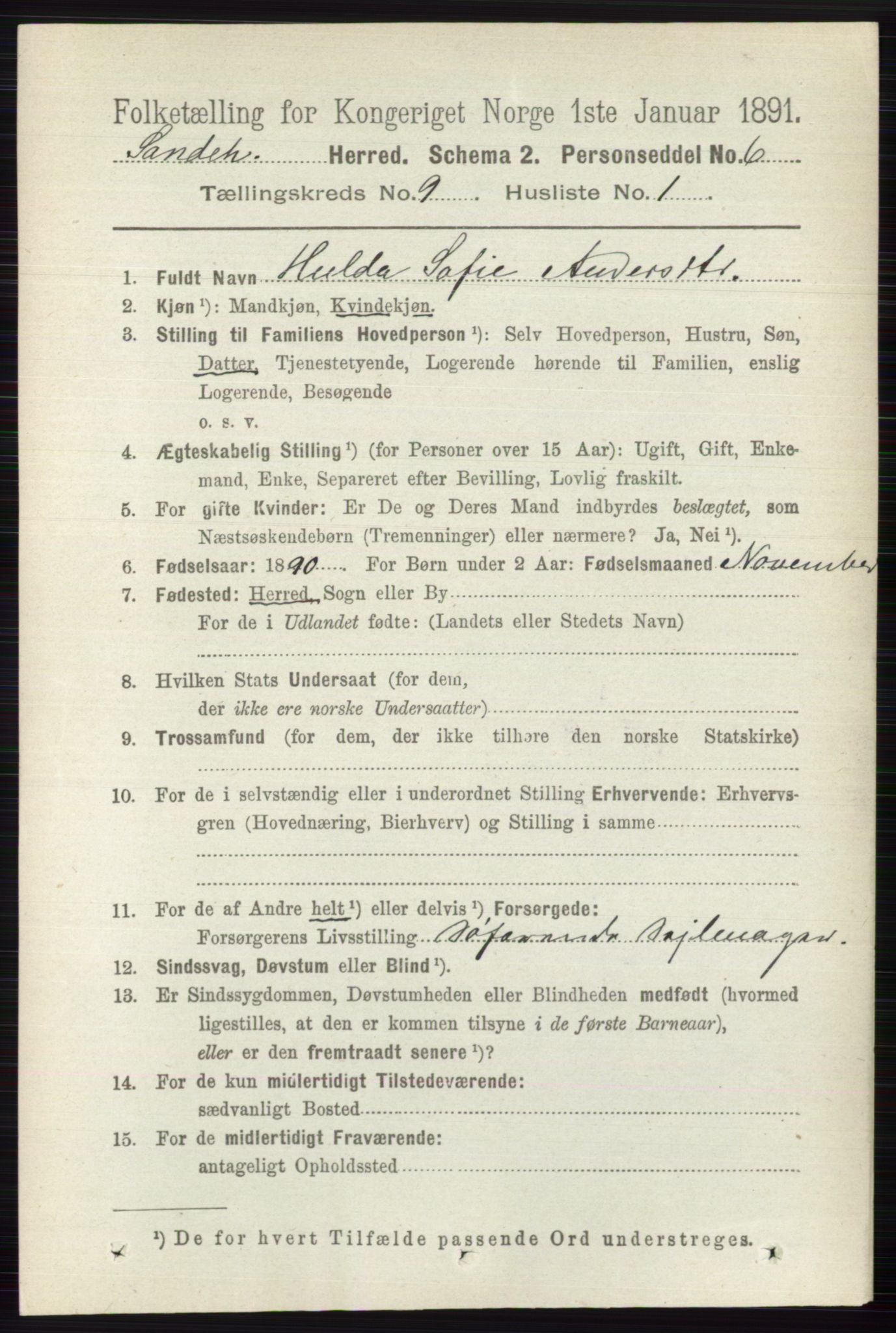 RA, 1891 census for 0724 Sandeherred, 1891, p. 5551