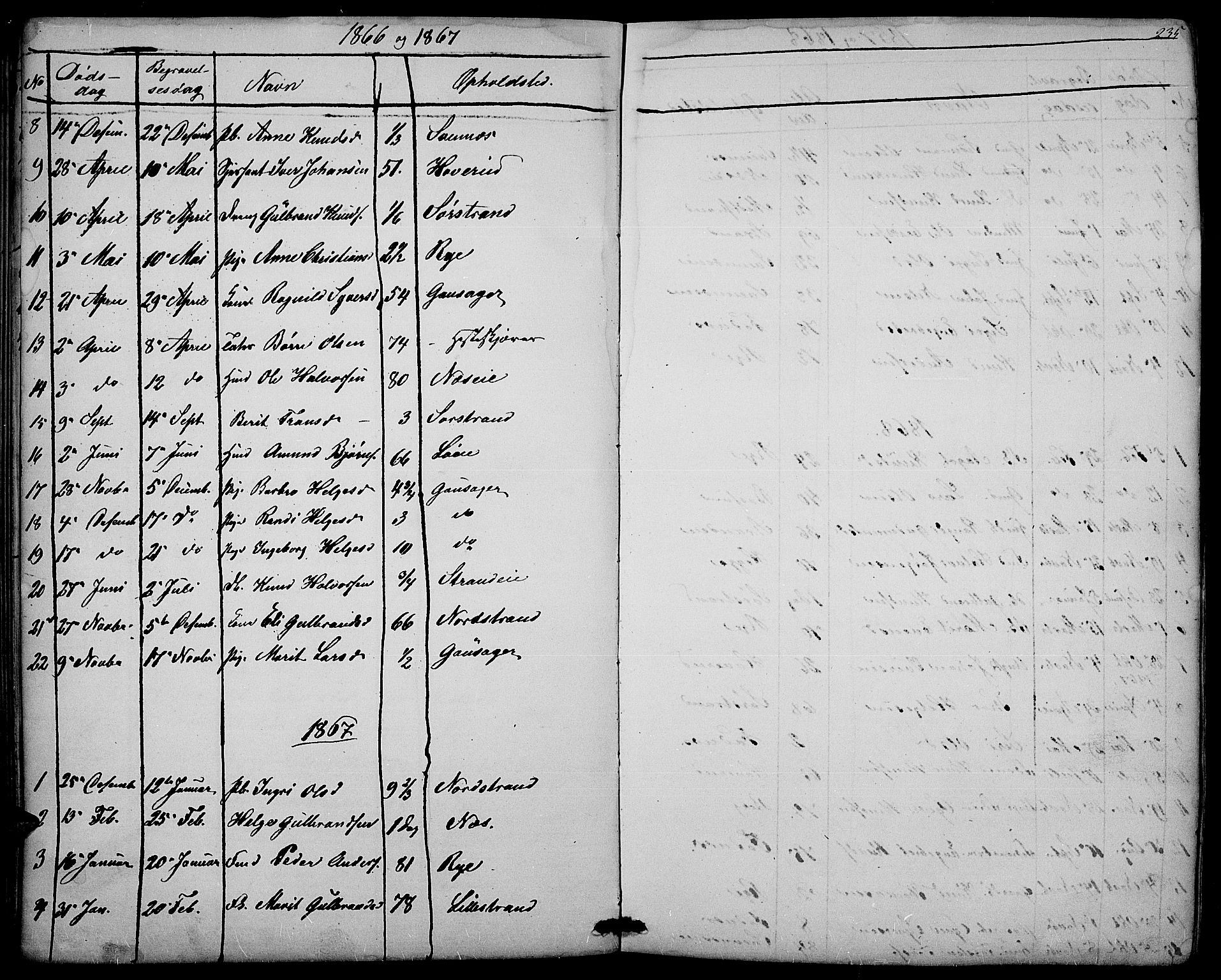 Nord-Aurdal prestekontor, AV/SAH-PREST-132/H/Ha/Hab/L0003: Parish register (copy) no. 3, 1842-1882, p. 235