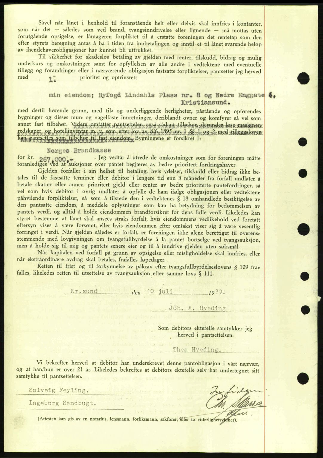Kristiansund byfogd, AV/SAT-A-4587/A/27: Mortgage book no. 31, 1938-1939, Diary no: : 573/1939