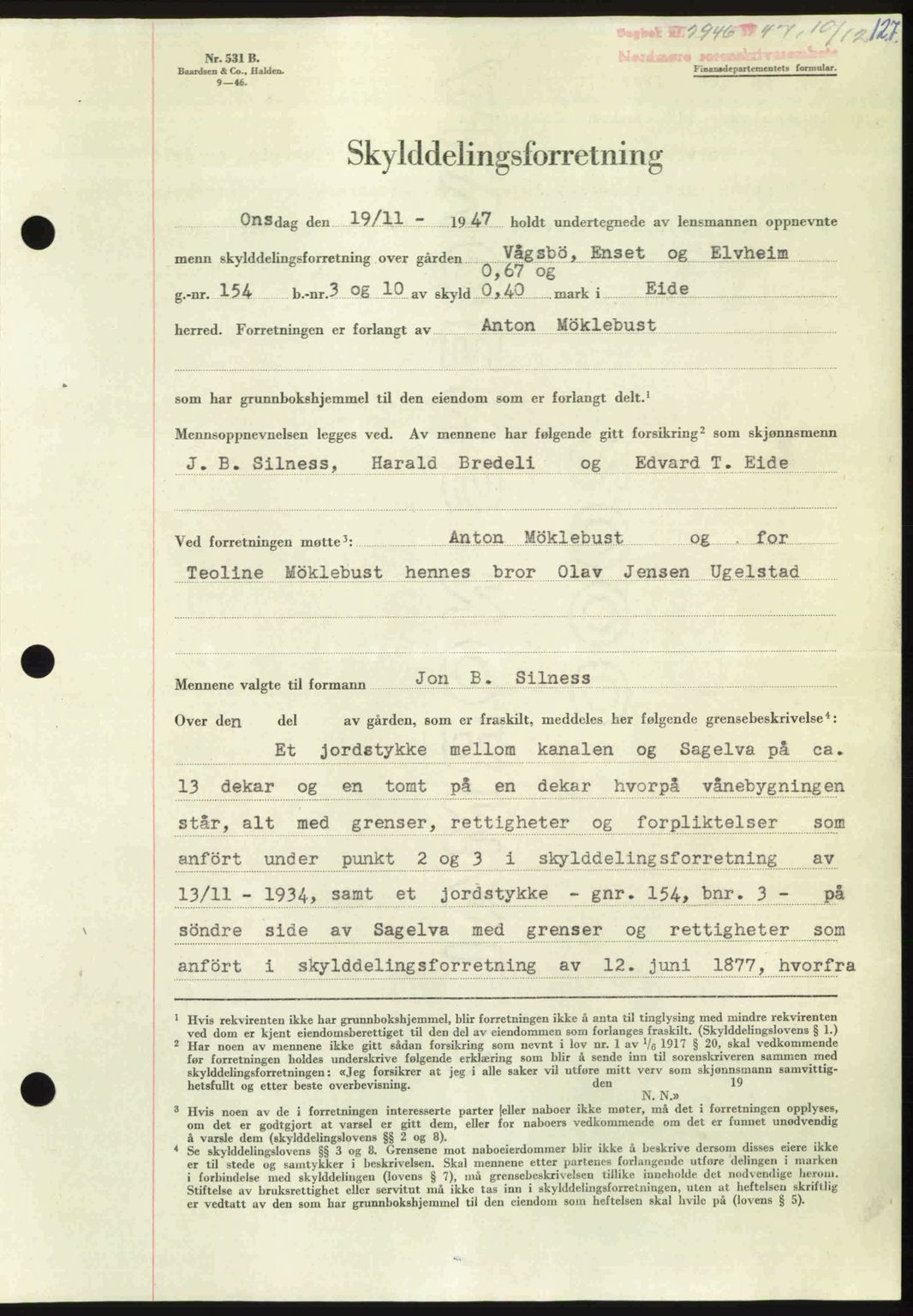 Nordmøre sorenskriveri, AV/SAT-A-4132/1/2/2Ca: Mortgage book no. A107, 1947-1948, Diary no: : 2946/1947